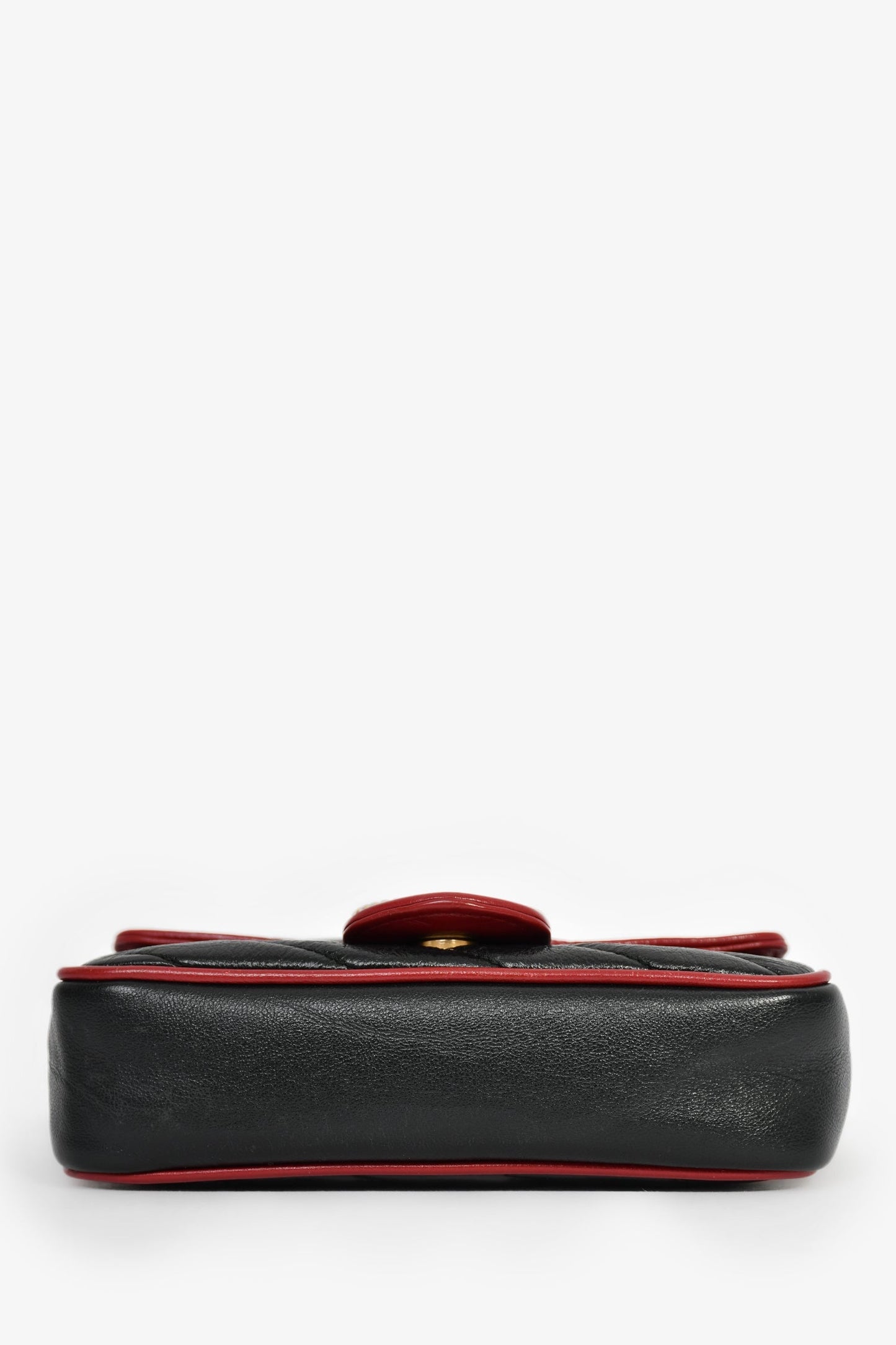 Gucci Black/Red Quilted Leather Torchon Marmont Super Mini Crossbody Bag