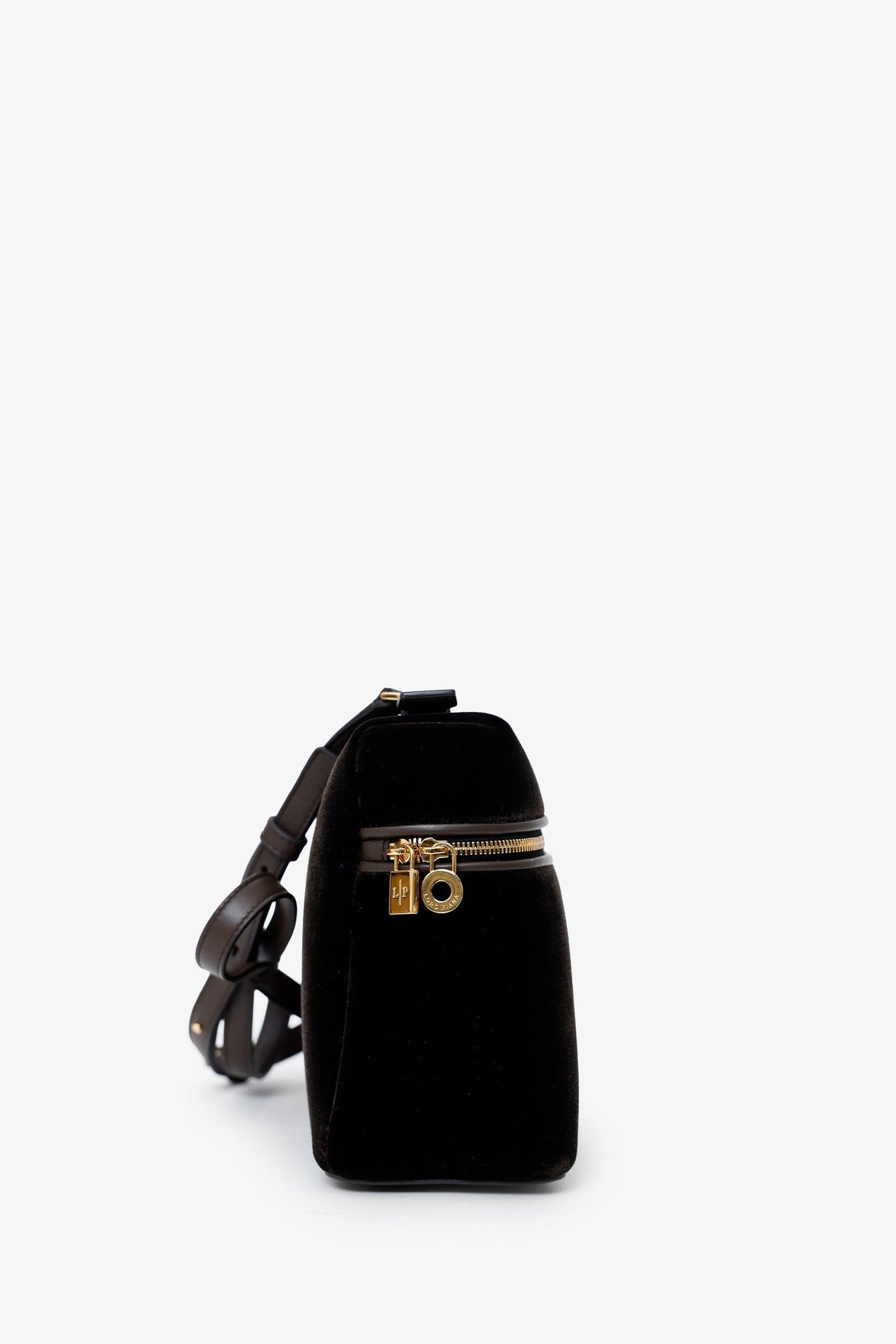 Loro Piana Black Velour/Leather L27 Crossbody With Strap