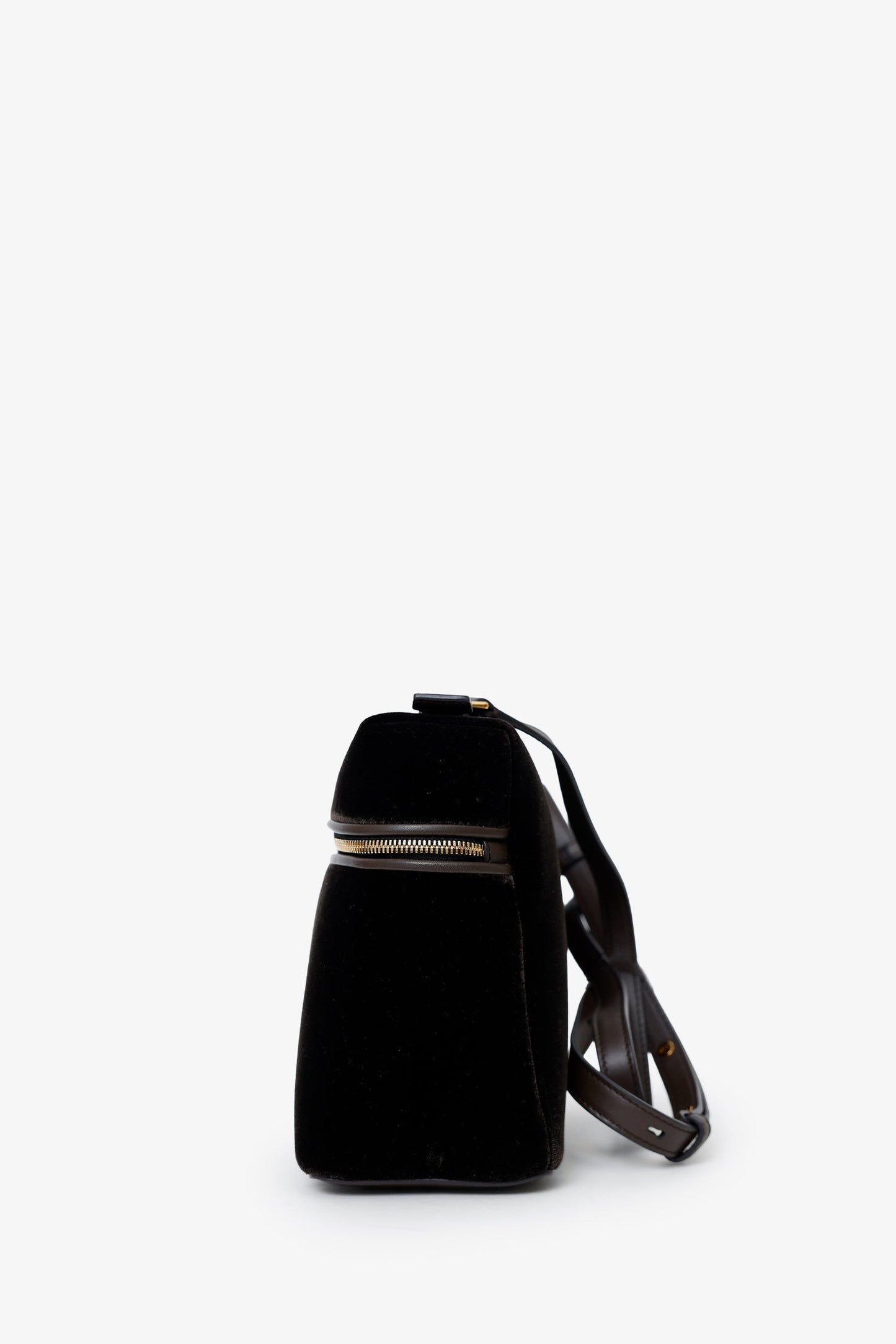Loro Piana Black Velour/Leather L27 Crossbody With Strap