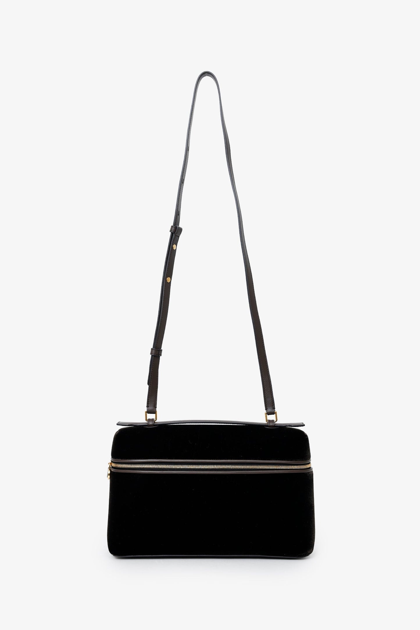 Loro Piana Black Velour/Leather L27 Crossbody With Strap