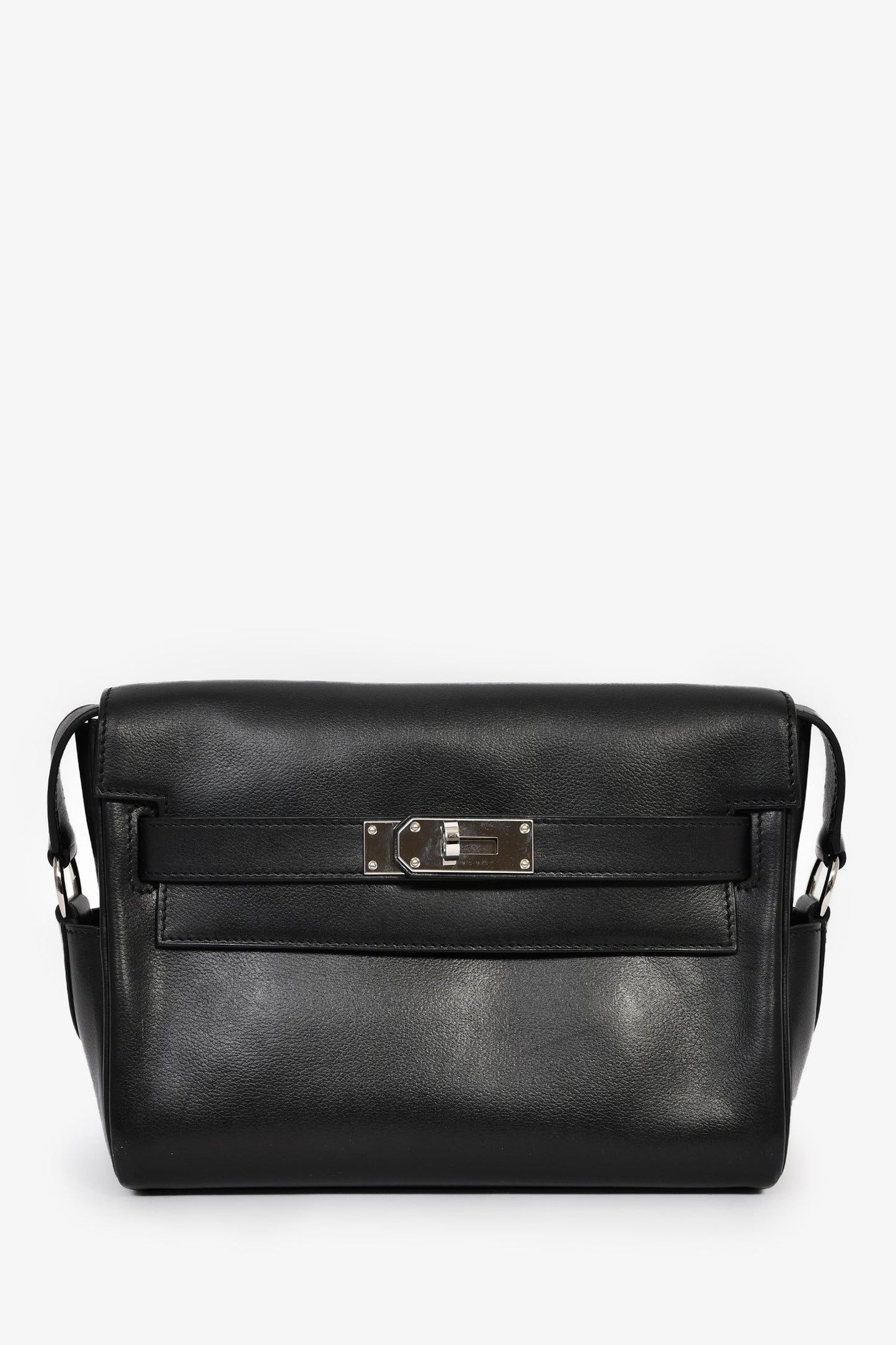 Hermès 2025 Black Leather Kelly PM Messenger Bag