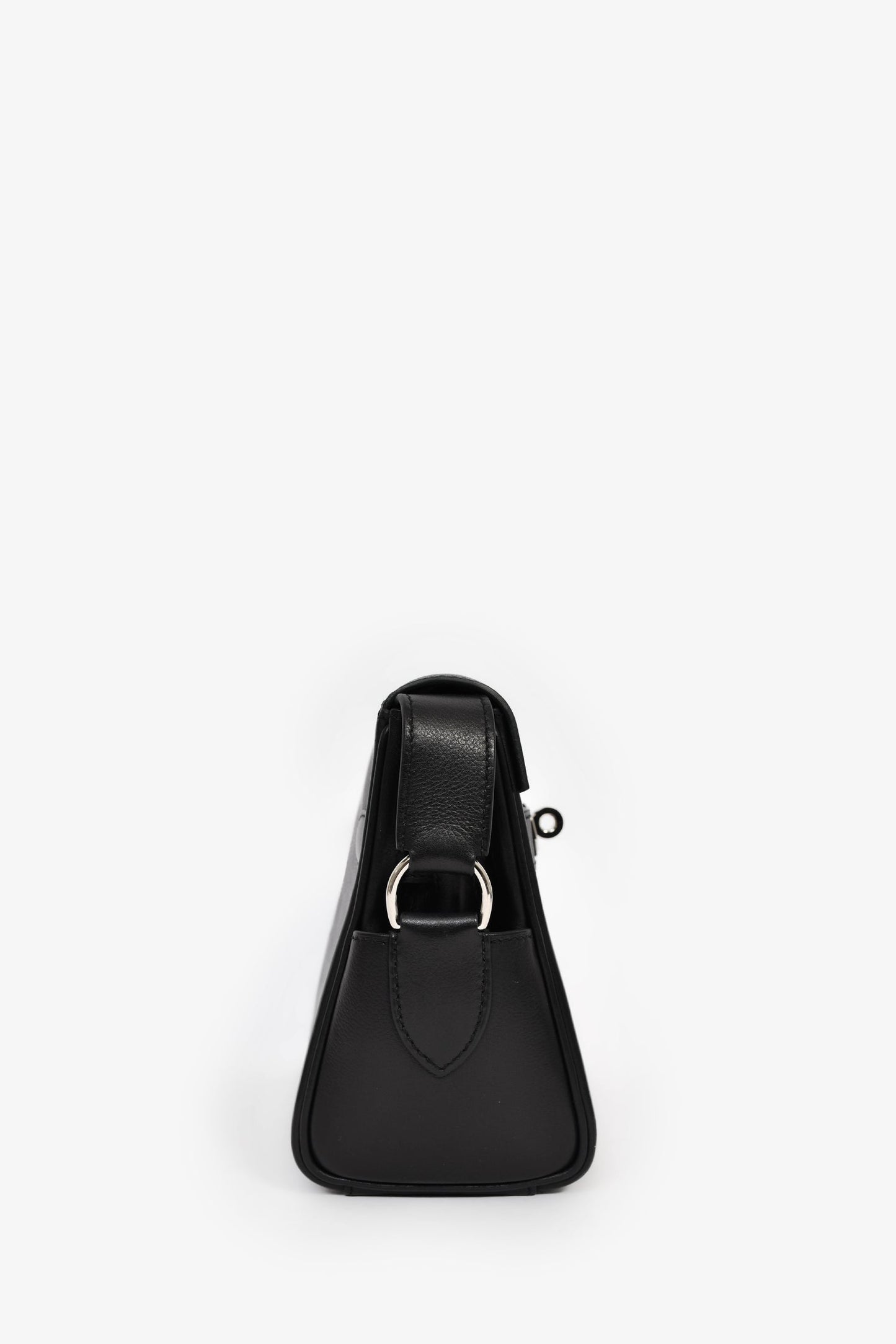 Hermès 2025 Black Leather Kelly PM Messenger Bag