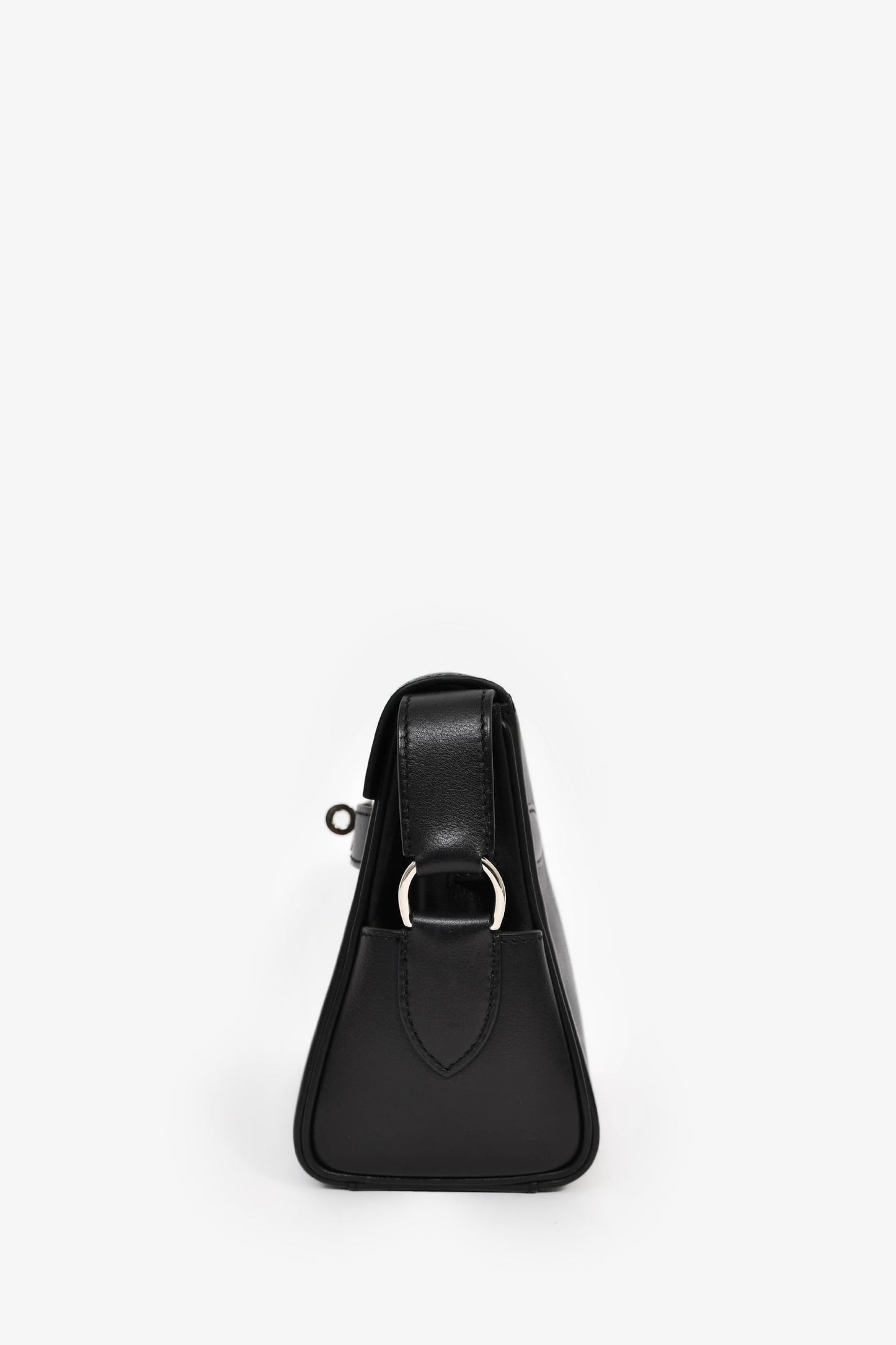 Hermès 2025 Black Leather Kelly PM Messenger Bag