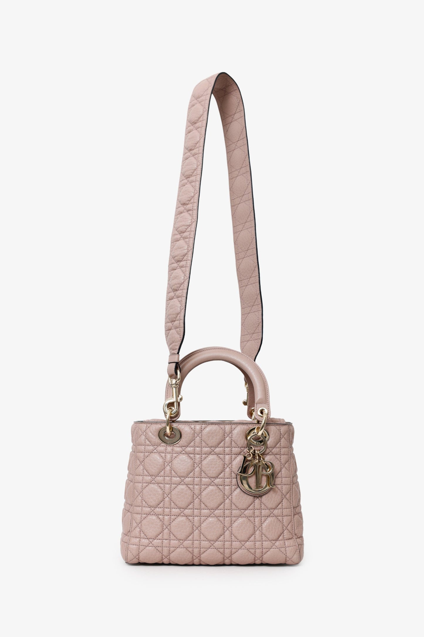 Christian Dior 2017 Powder Pink Supple Medium Lady Dior with Strap