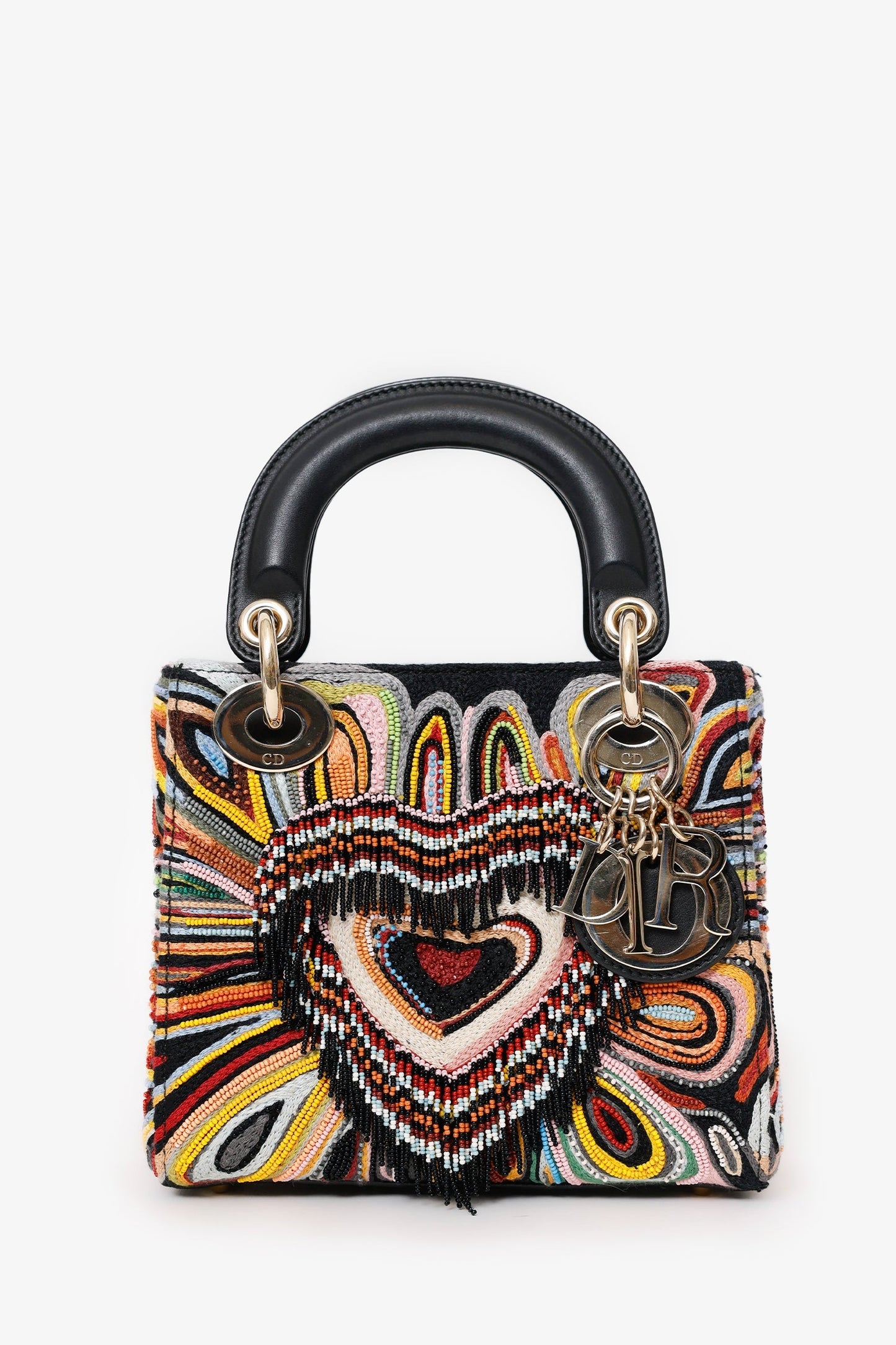 Christian Dior 2018 Limited Edition Black Beaded Embroidered Mini Lady Dior Bag