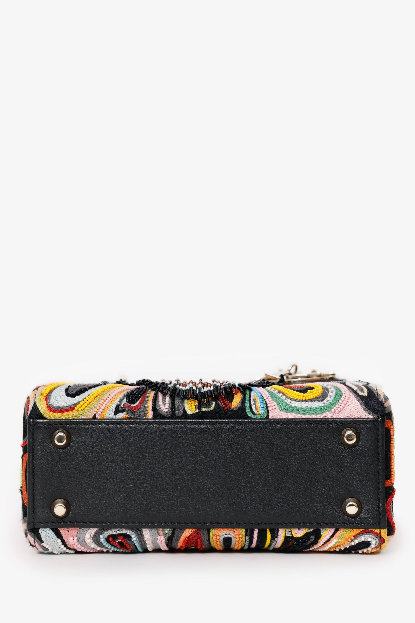 Christian Dior 2018 Limited Edition Black Beaded Embroidered Mini Lady Dior Bag