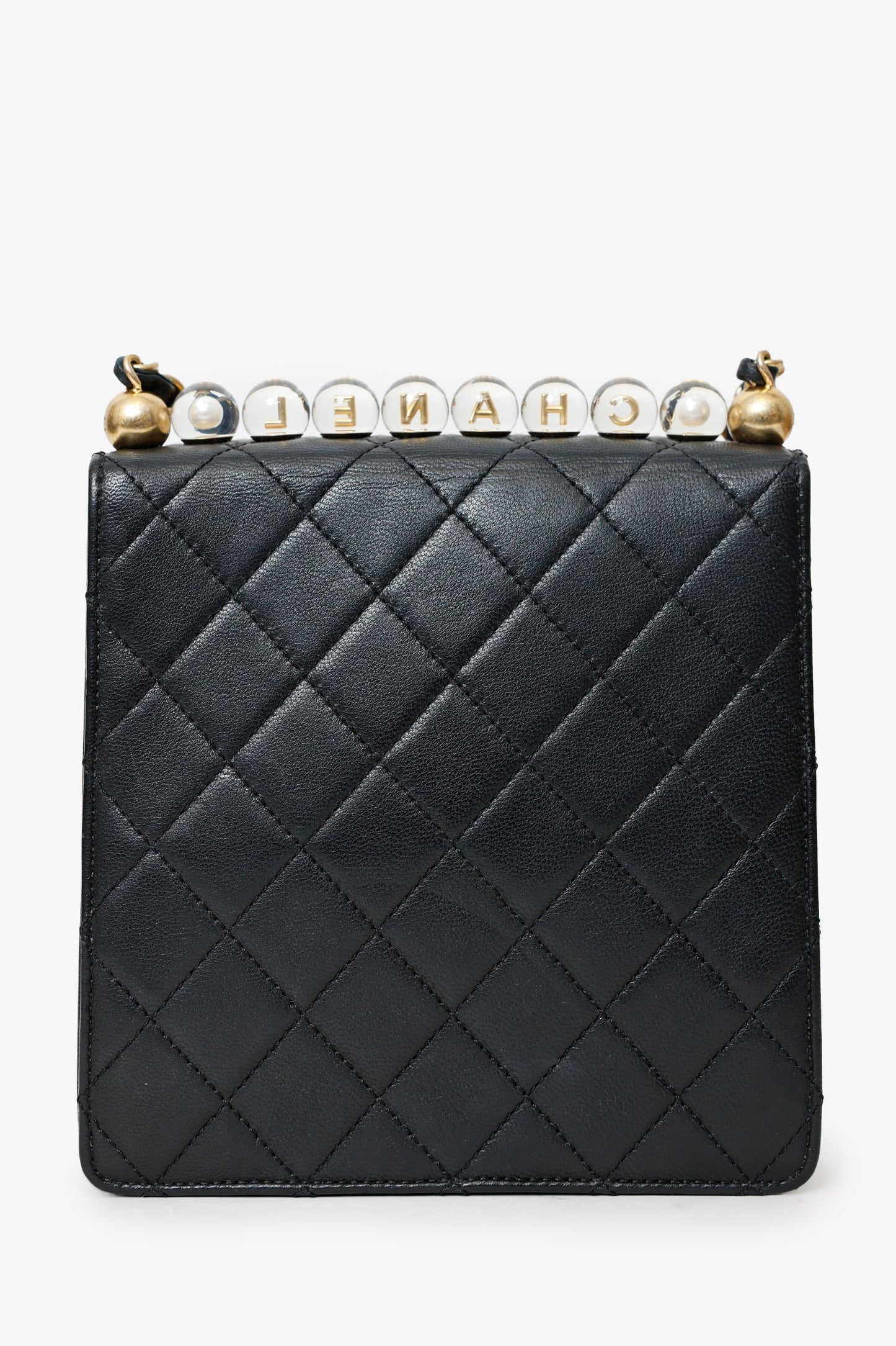 Chanel™ 2019-20 Black Quilted Goatskin Mini Chic Pearls Flap Bag