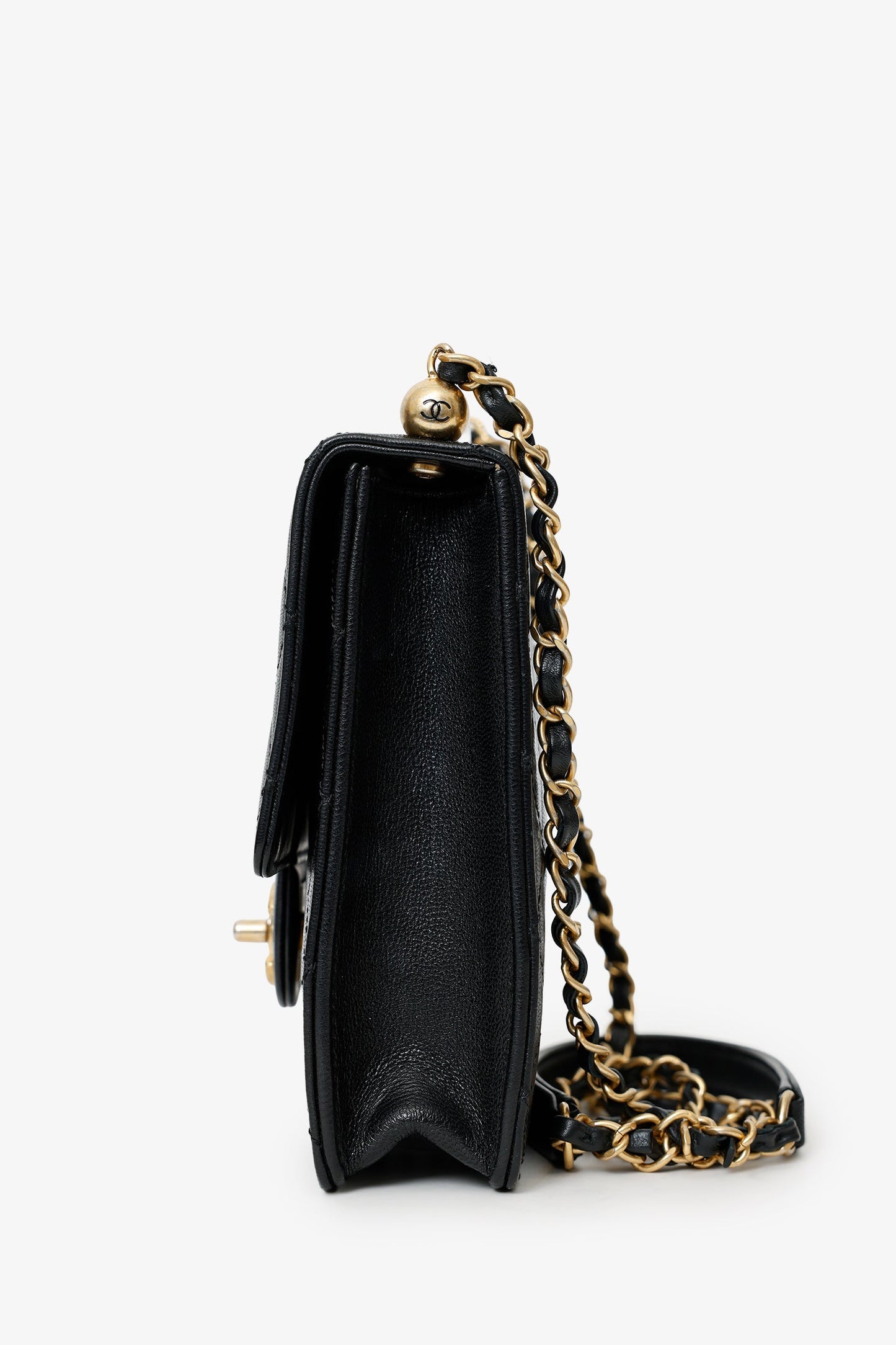 Chanel™ 2019-20 Black Quilted Goatskin Mini Chic Pearls Flap Bag