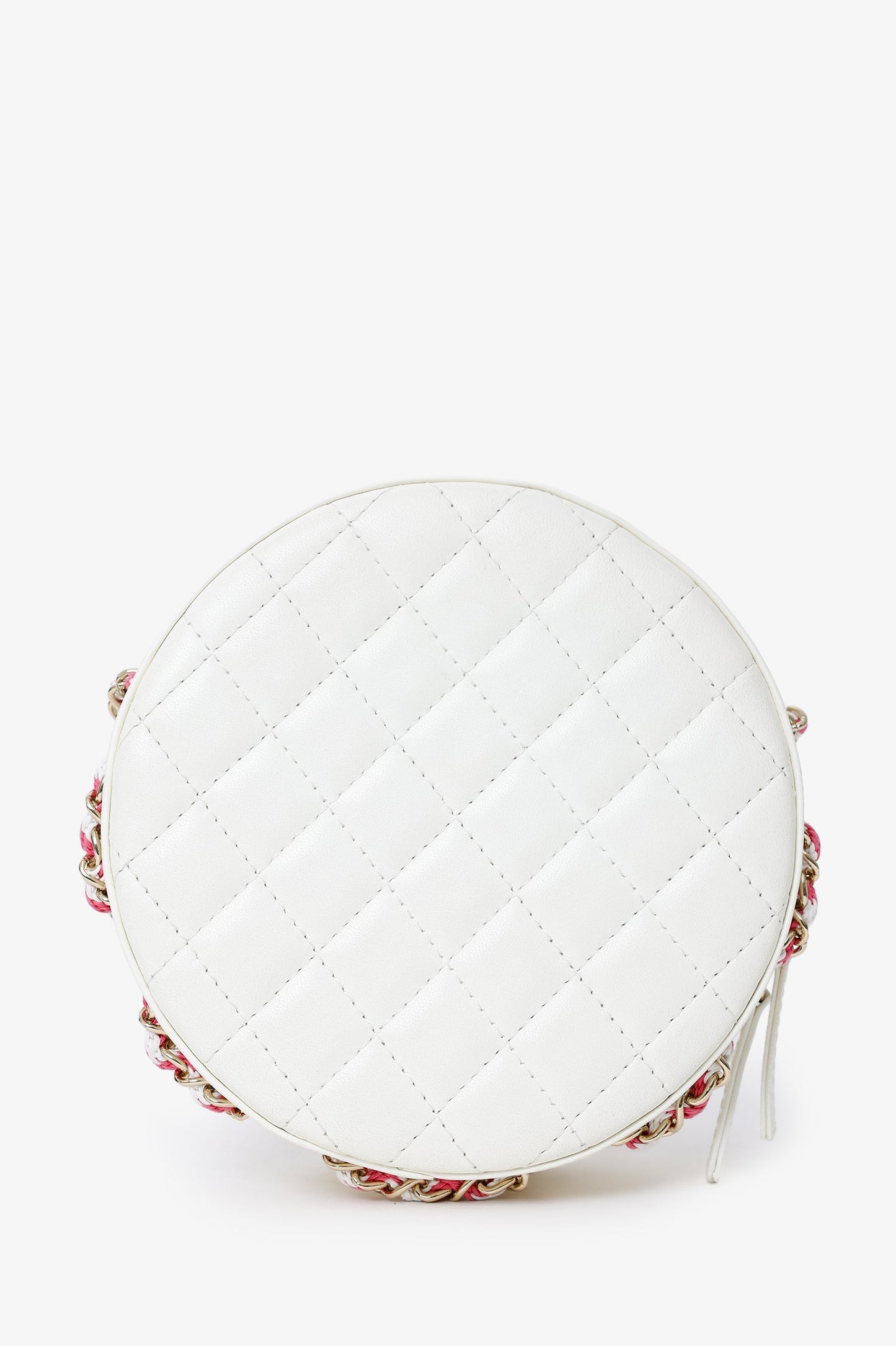 Chanel™ Pink/White Lambskin Lifesaver Small Round Bag