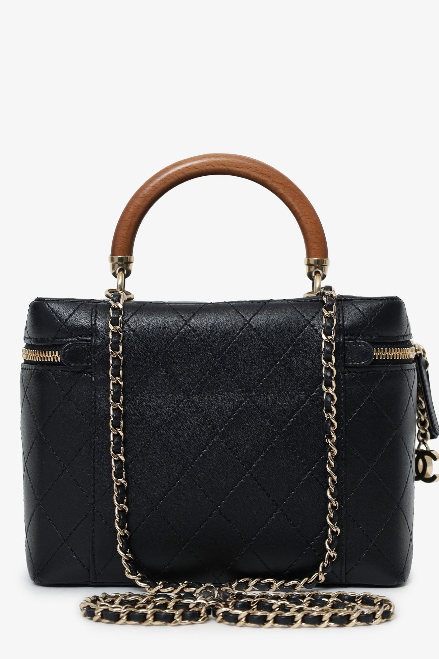 Chanel™ Black Quilted Lambskin Knock On Wood Vanity Case