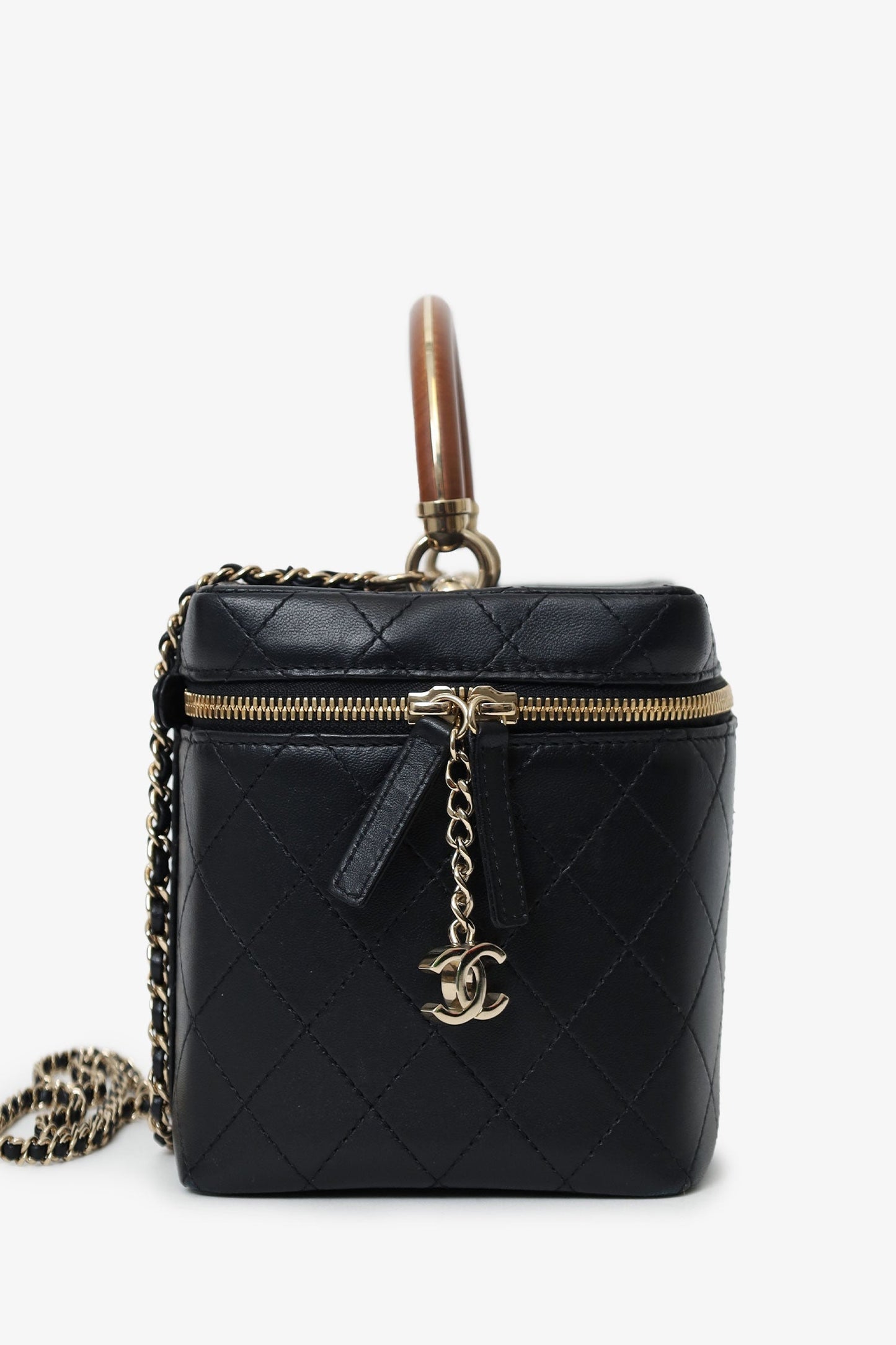 Chanel™ Black Quilted Lambskin Knock On Wood Vanity Case
