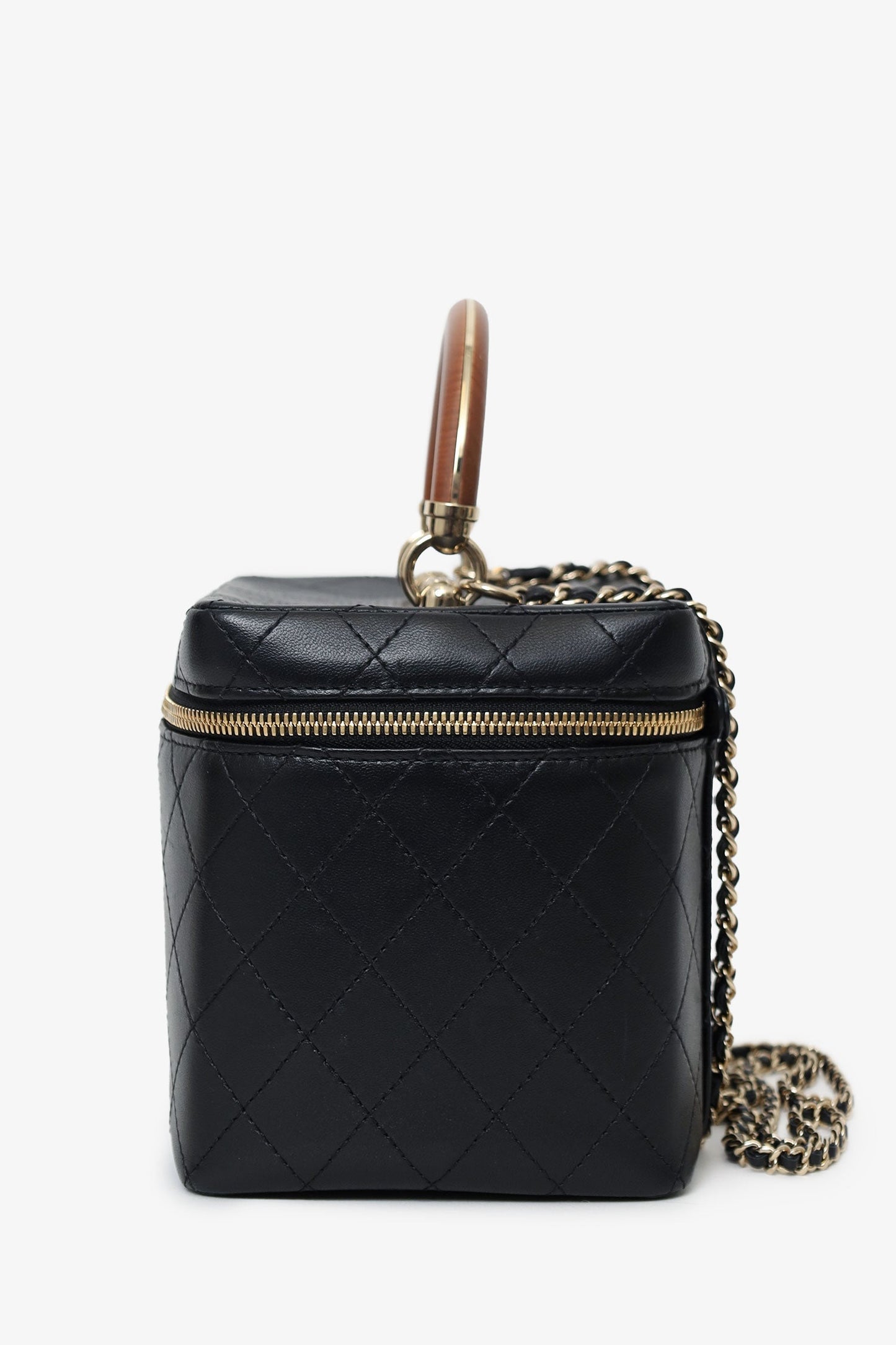 Chanel™ Black Quilted Lambskin Knock On Wood Vanity Case