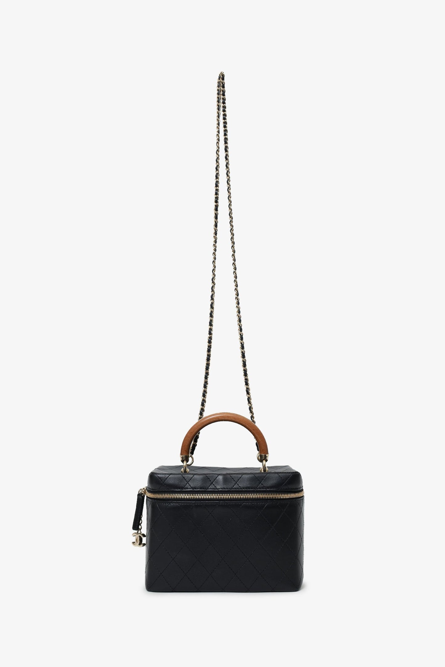 Chanel™ Black Quilted Lambskin Knock On Wood Vanity Case