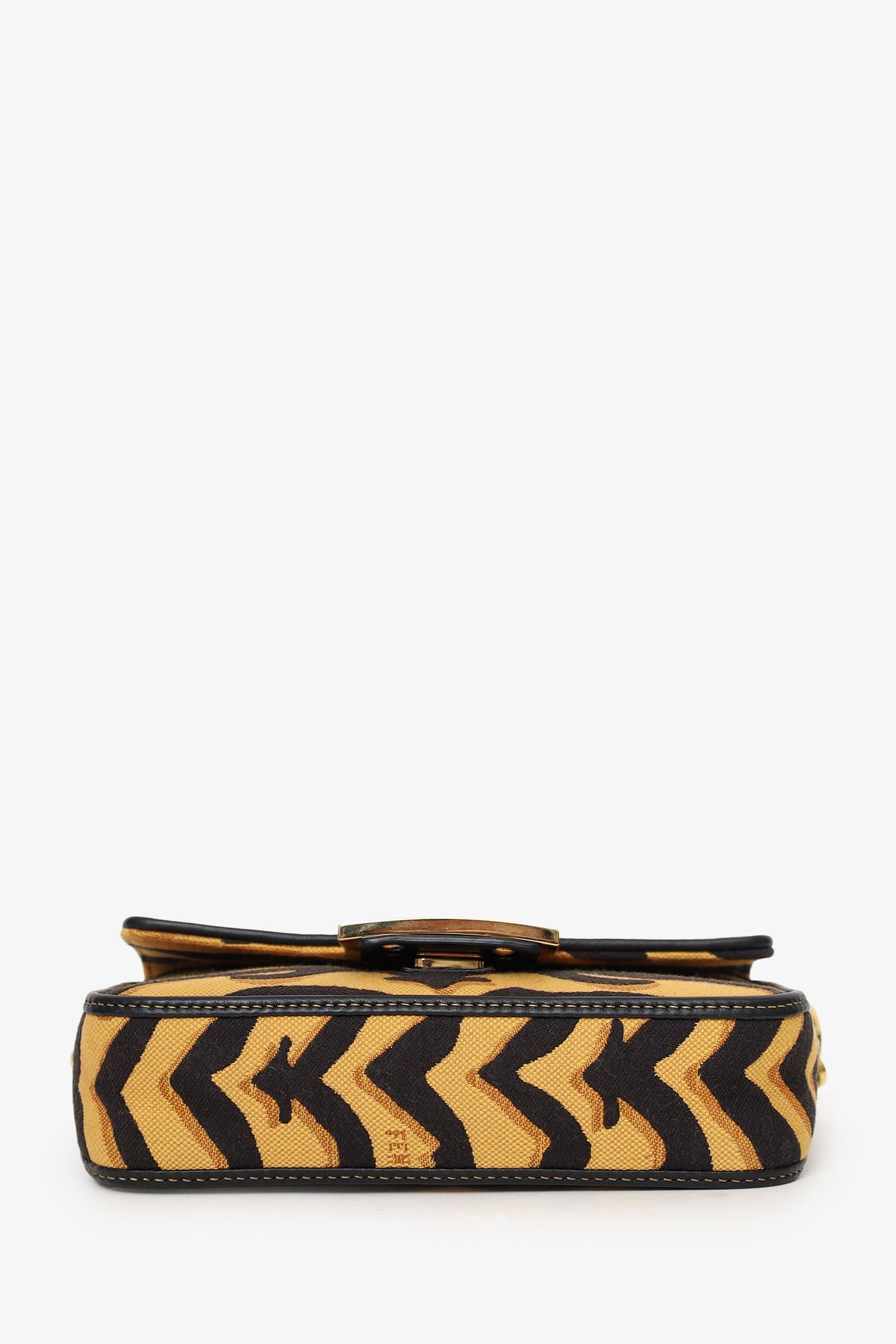Fendi 2021 Tiger Embroidered Canvas Baguette Bag