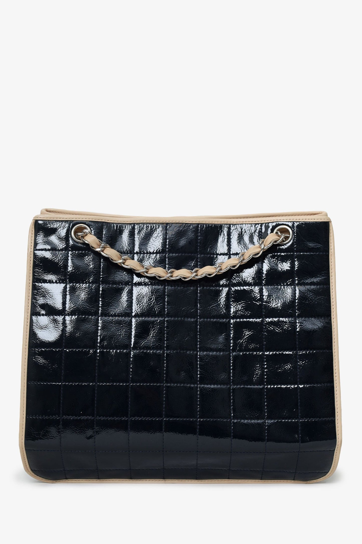 Chanel™ 2006-08 Black Patent Leather Chocolate Bar Tote Bag