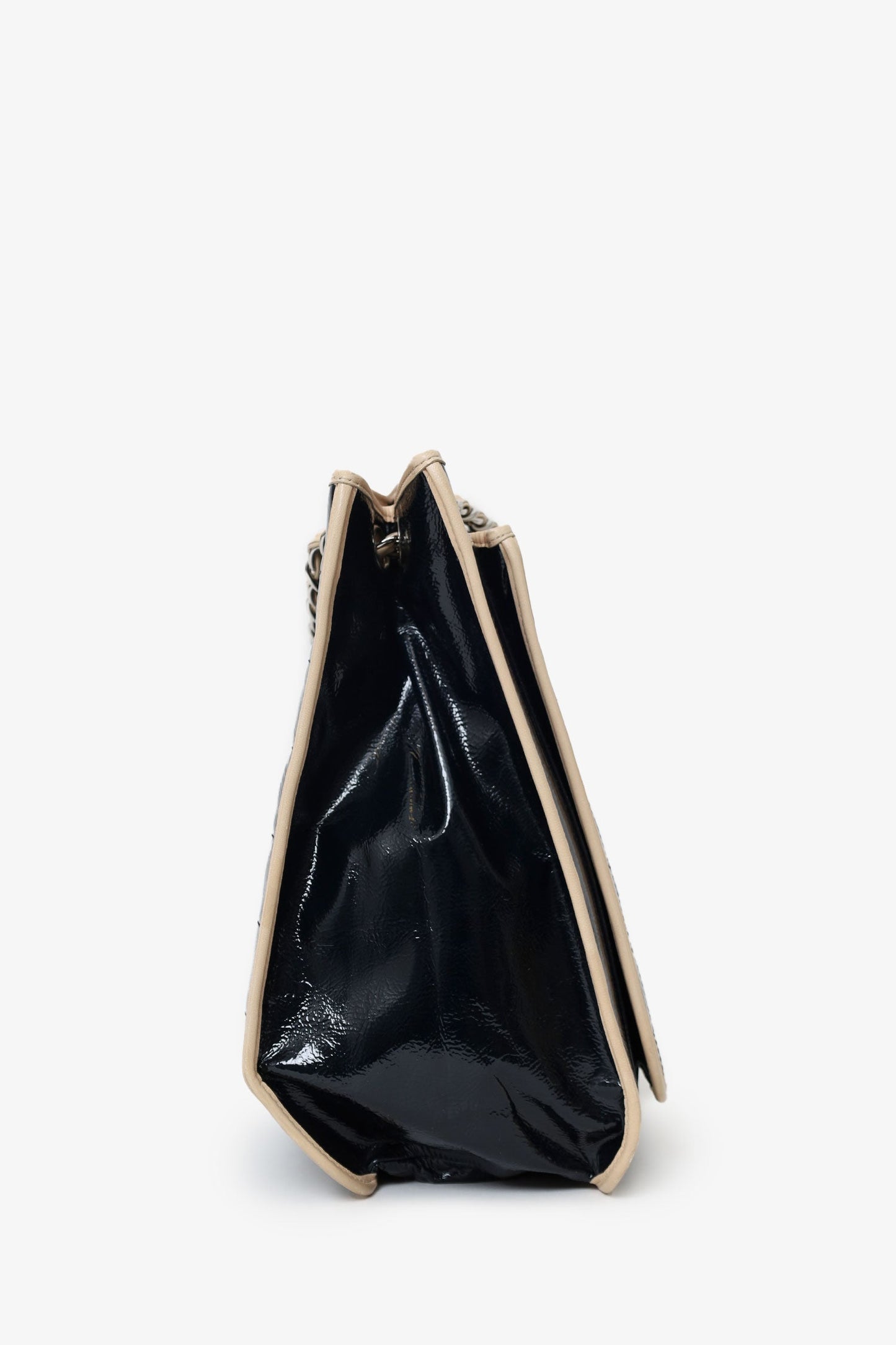 Chanel™ 2006-08 Black Patent Leather Chocolate Bar Tote Bag