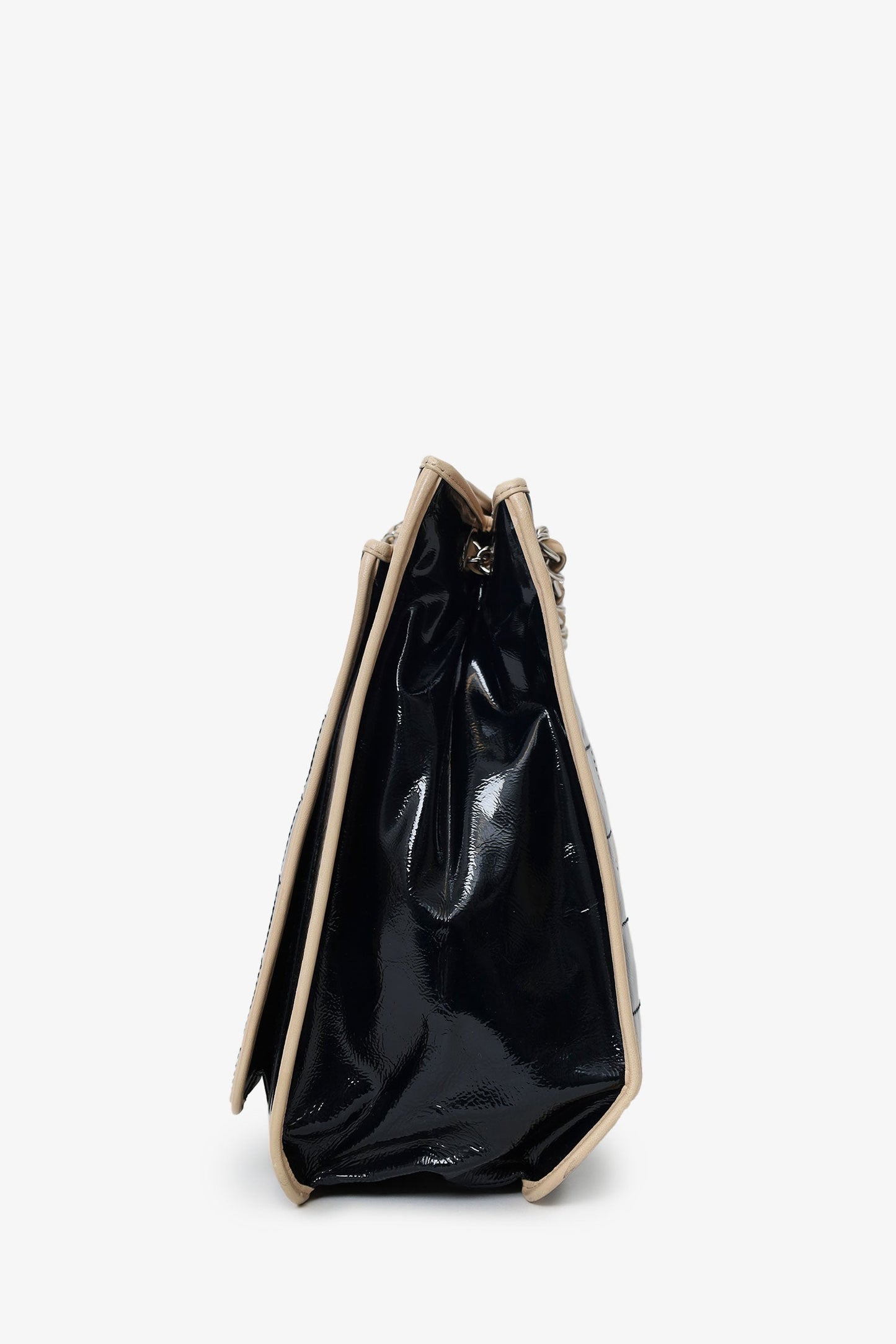Chanel™ 2006-08 Black Patent Leather Chocolate Bar Tote Bag