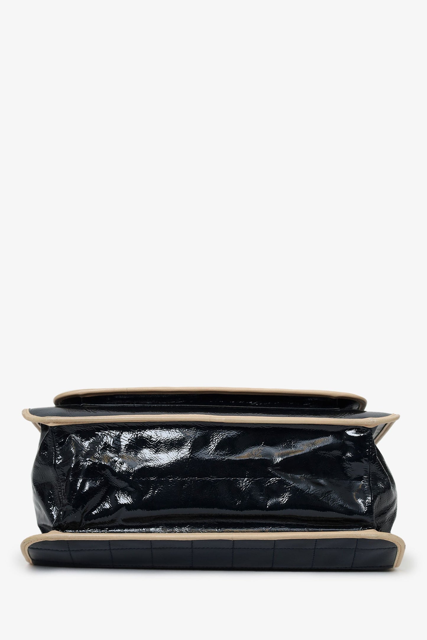 Chanel™ 2006-08 Black Patent Leather Chocolate Bar Tote Bag