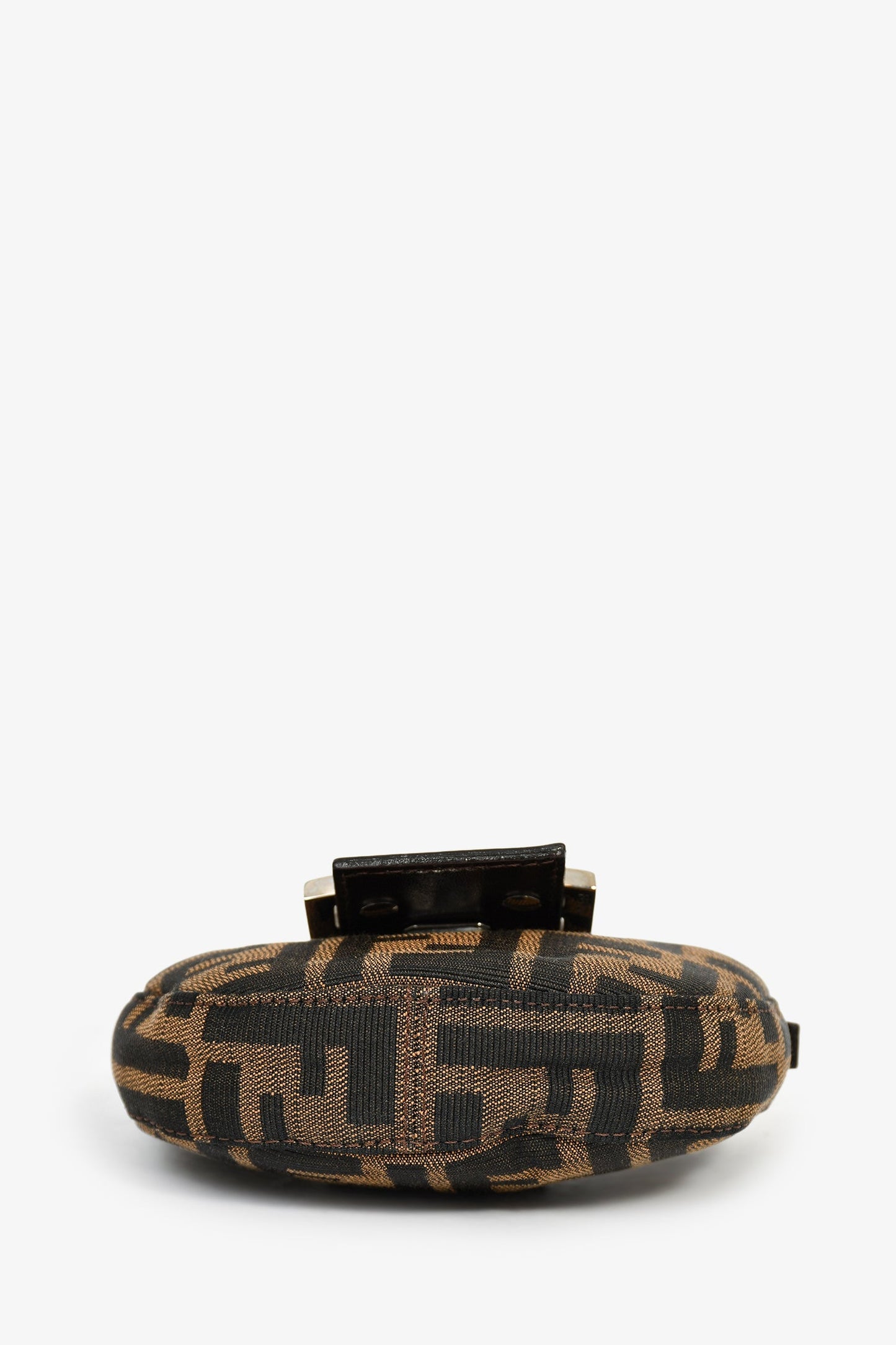 Fendi Brown Zucca Print Canvas Mini Half Moon Baguette Bag