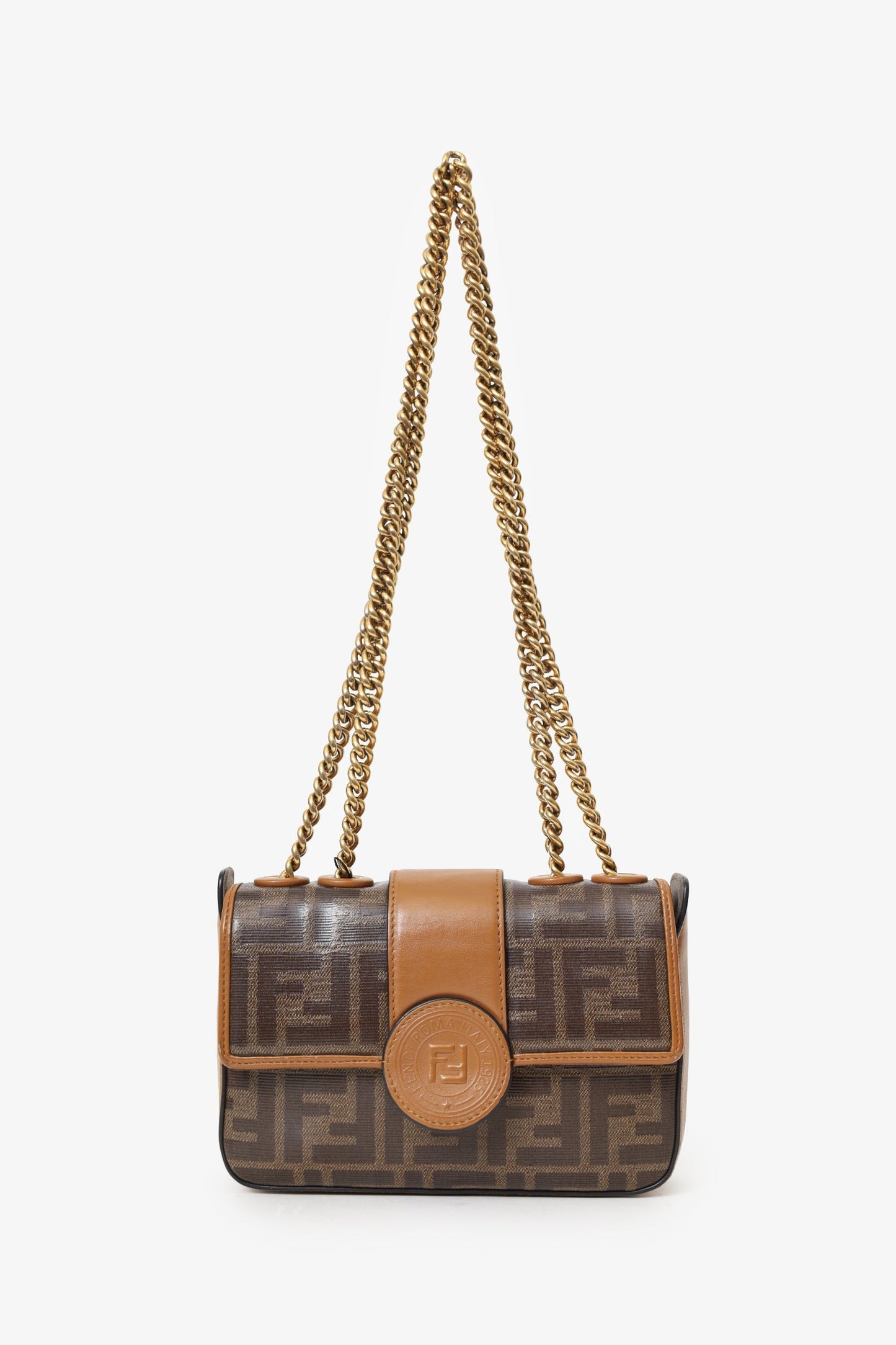 Fendi Brown Mini Double F Shoulder Bag