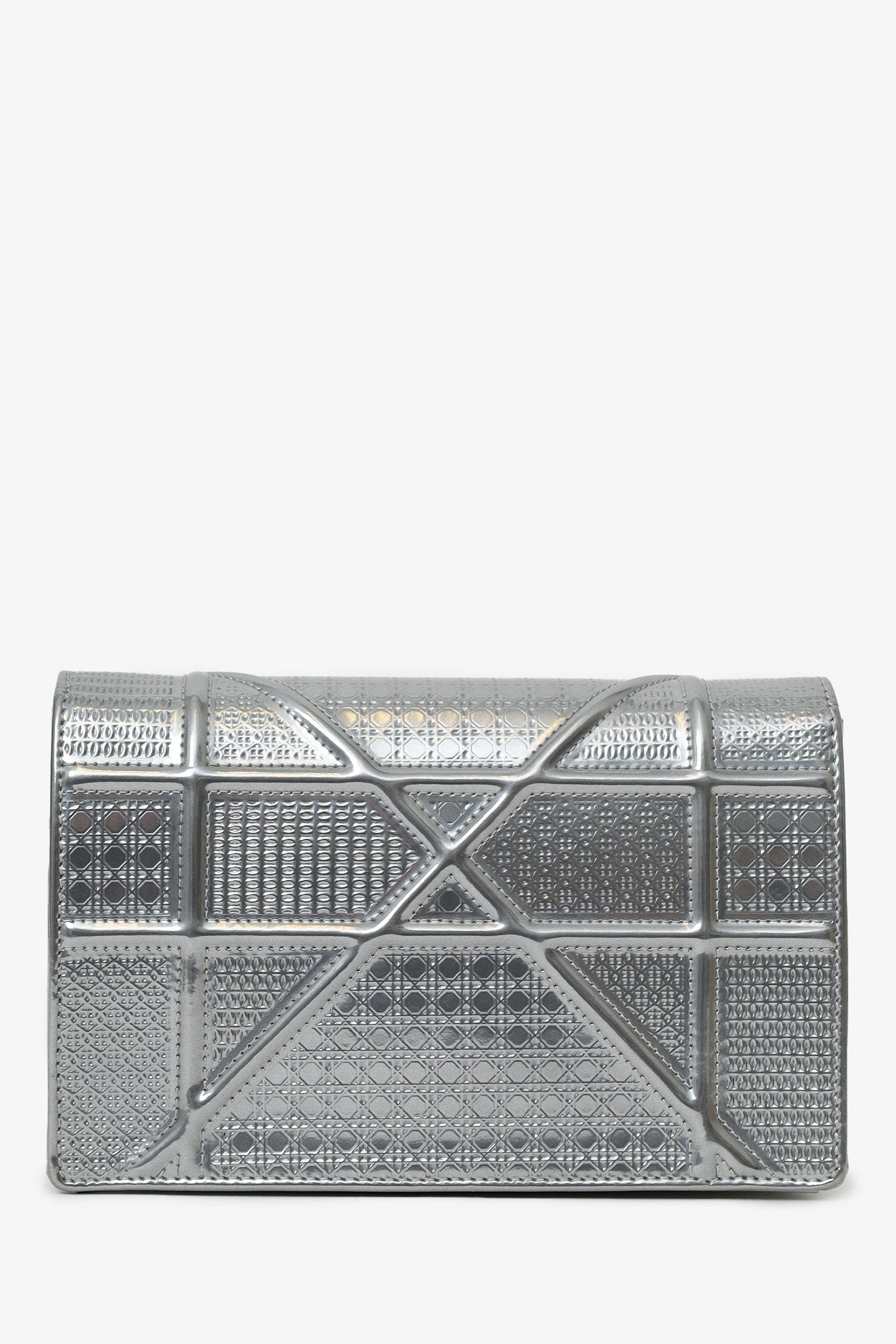 Christian Dior Metallic Patent Microcannage Diorama Wallet on Chain