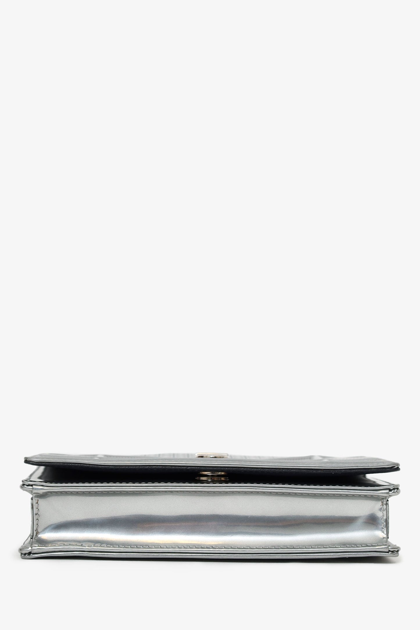 Christian Dior Metallic Patent Microcannage Diorama Wallet on Chain