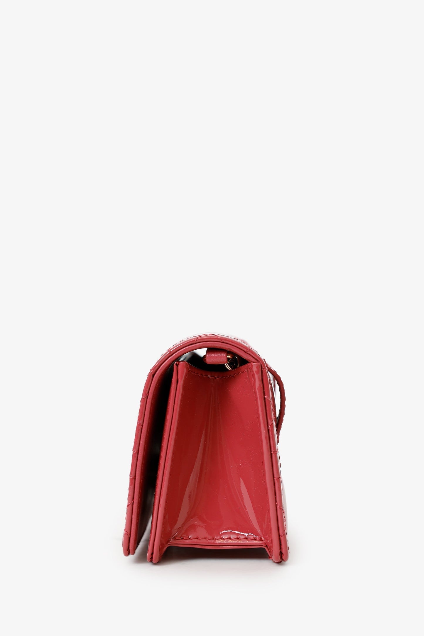 Christian Dior 2021 Pink Patent Leather Nano Lady Dior Chain Pouch