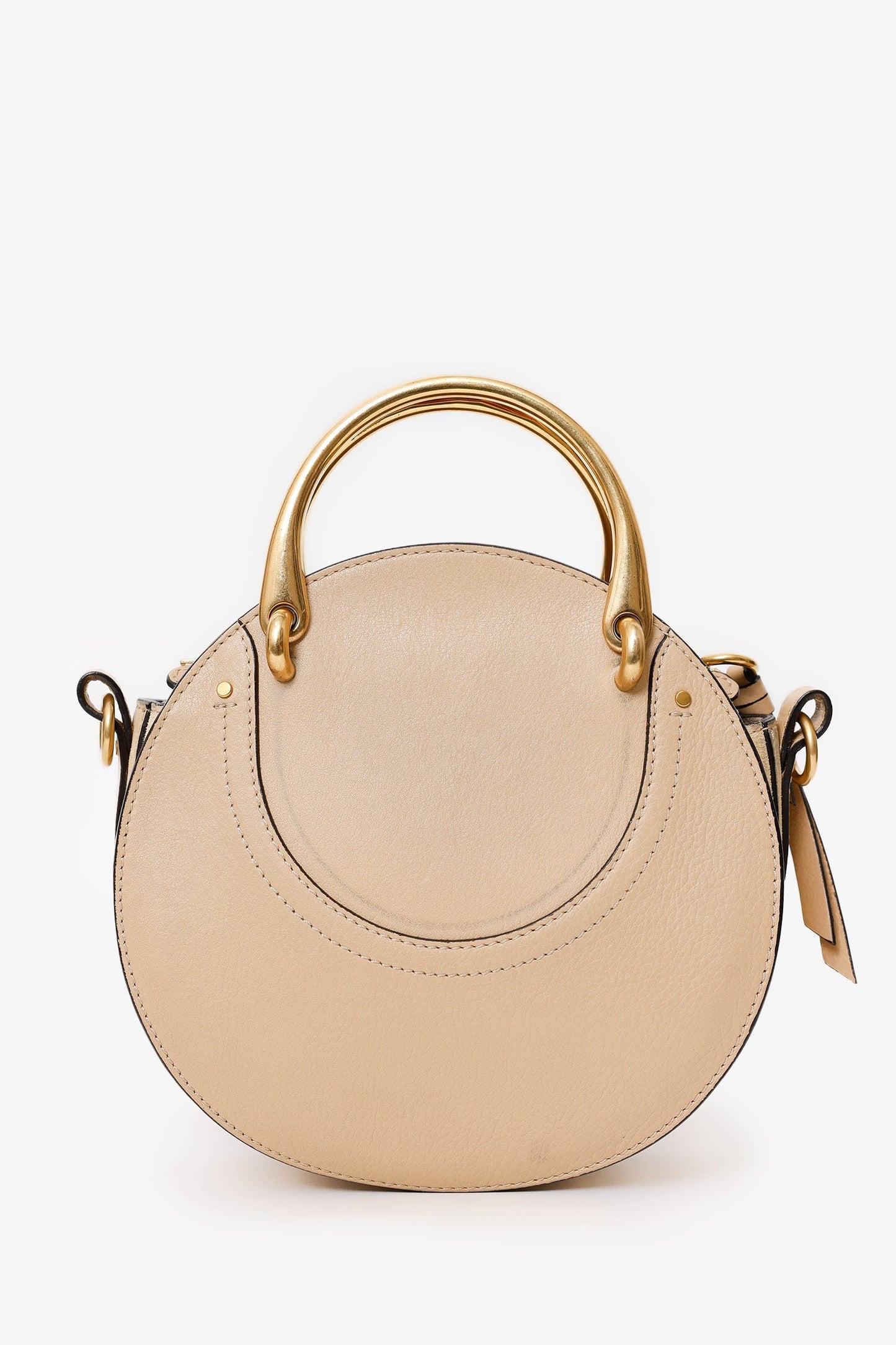 Chloe Brown Suede/Leather Studded Small Pixie Round Bag