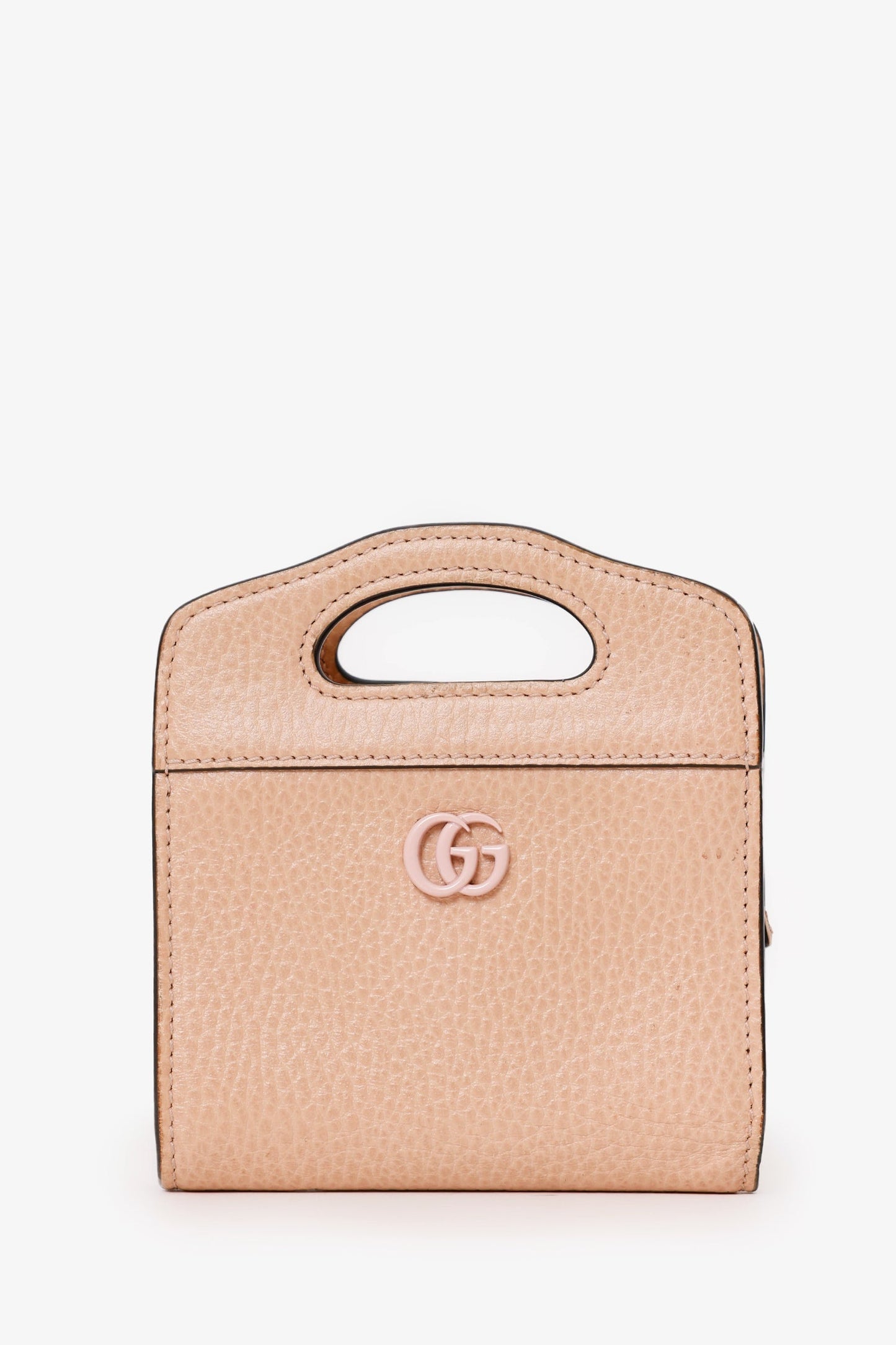 Gucci Beige Leather GG Marmont Mini Card Holder With Chain