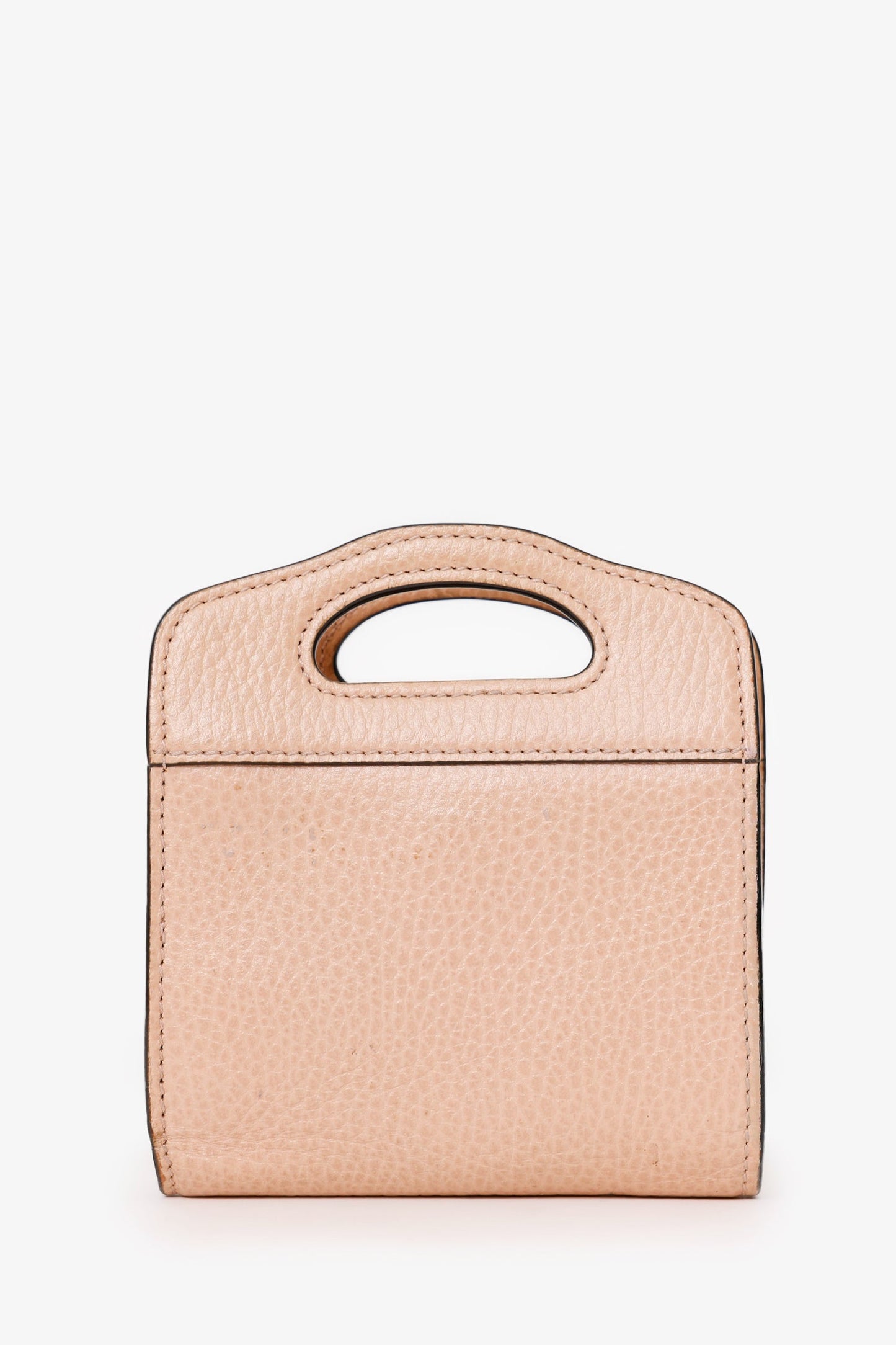 Gucci Beige Leather GG Marmont Mini Card Holder With Chain