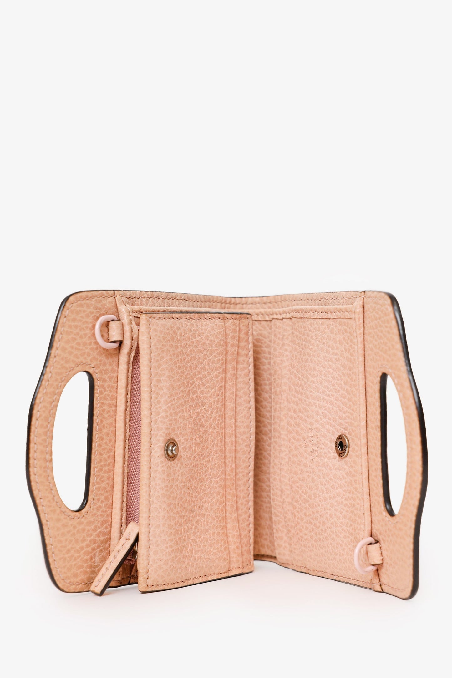 Gucci Beige Leather GG Marmont Mini Card Holder With Chain