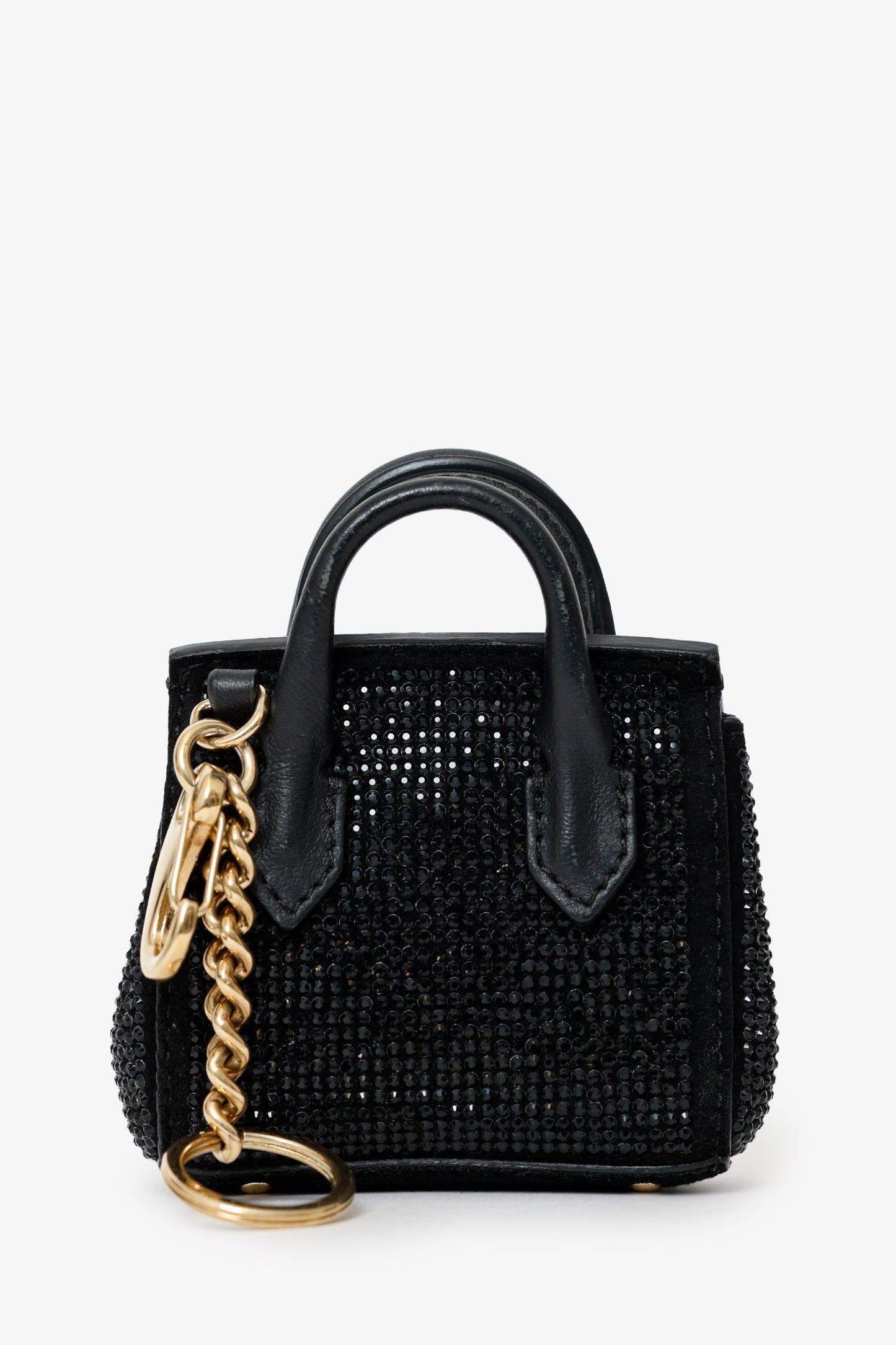 Versace Black Crystal Embellished Medusa Key Pouch