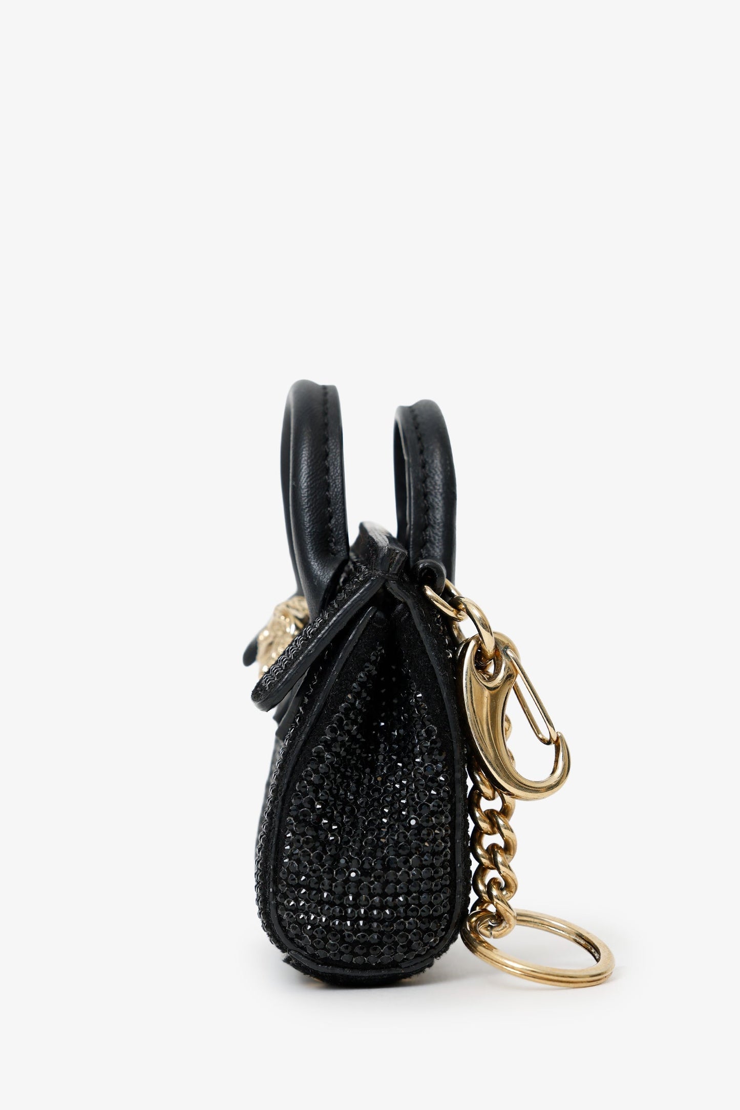 Versace Black Crystal Embellished Medusa Key Pouch