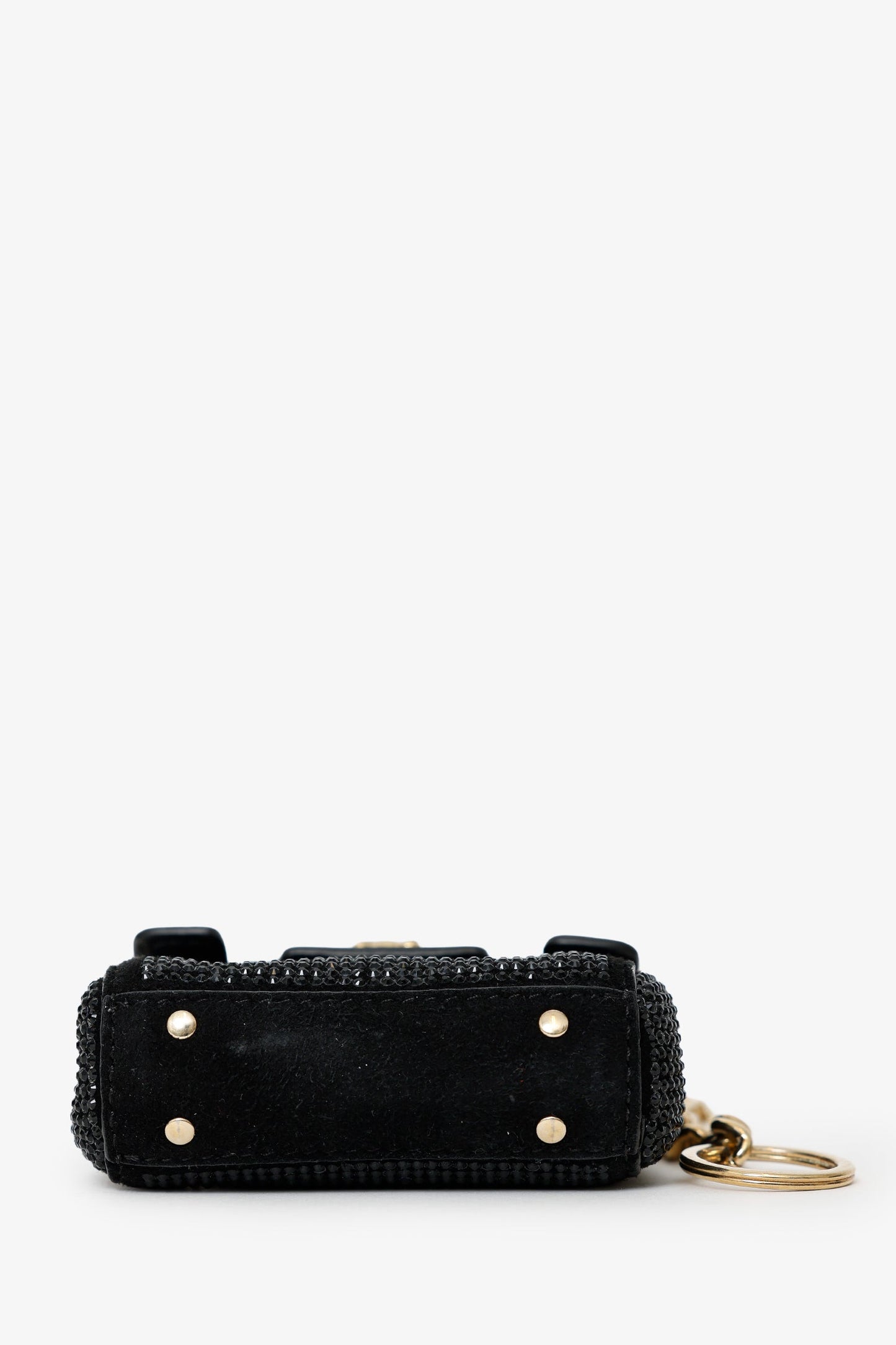 Versace Black Crystal Embellished Medusa Key Pouch