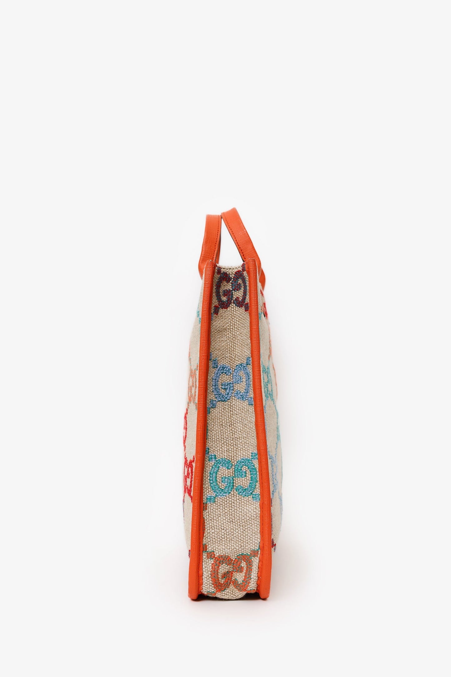 Gucci Beige/Orange Rainbow Gradient Logo Flax Tote