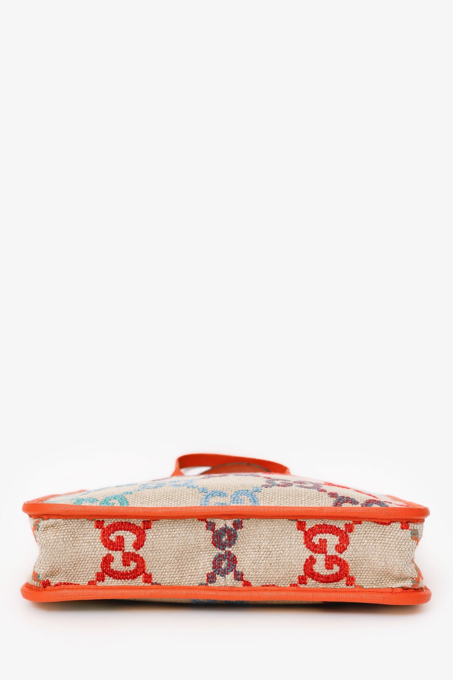 Gucci Beige/Orange Rainbow Gradient Logo Flax Tote