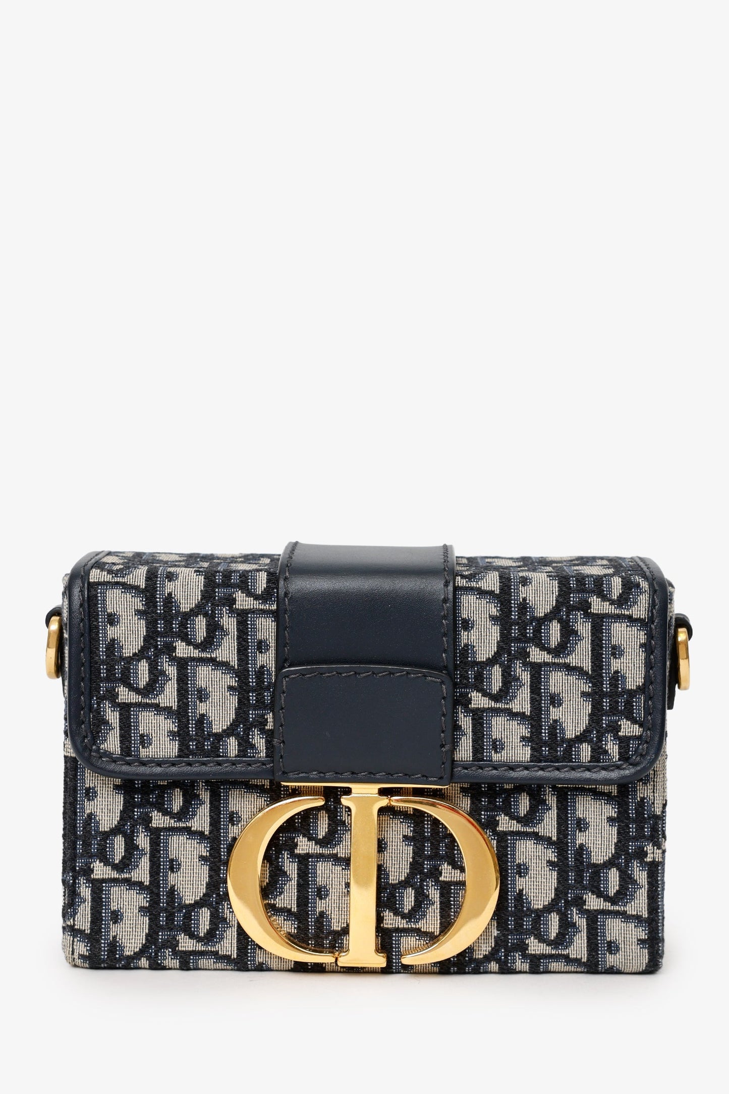 Christian Dior Navy Oblique Montaigne 30 Box Bag