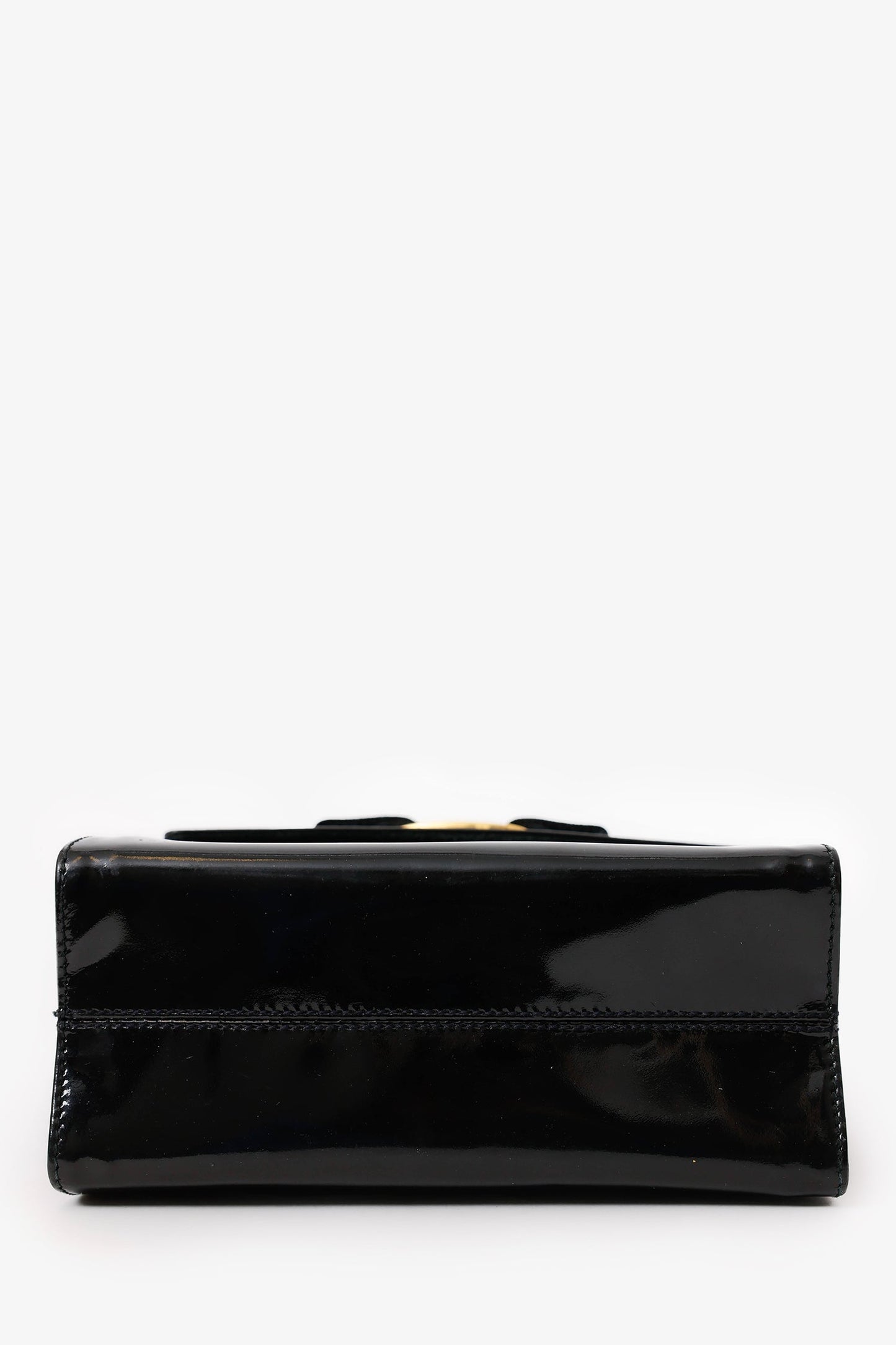 Salvatore Ferragamo Black Patent Leather Vara Bow Top Handle Bag