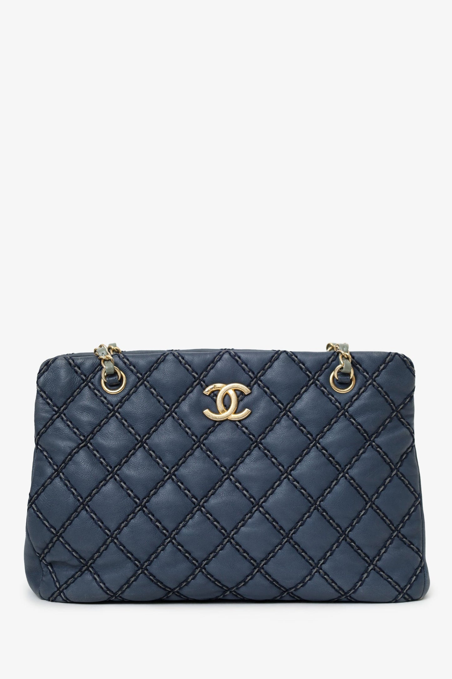 Chanel™ 2014 Blue Leather Paris-Dallas Chic Stitch Bag
