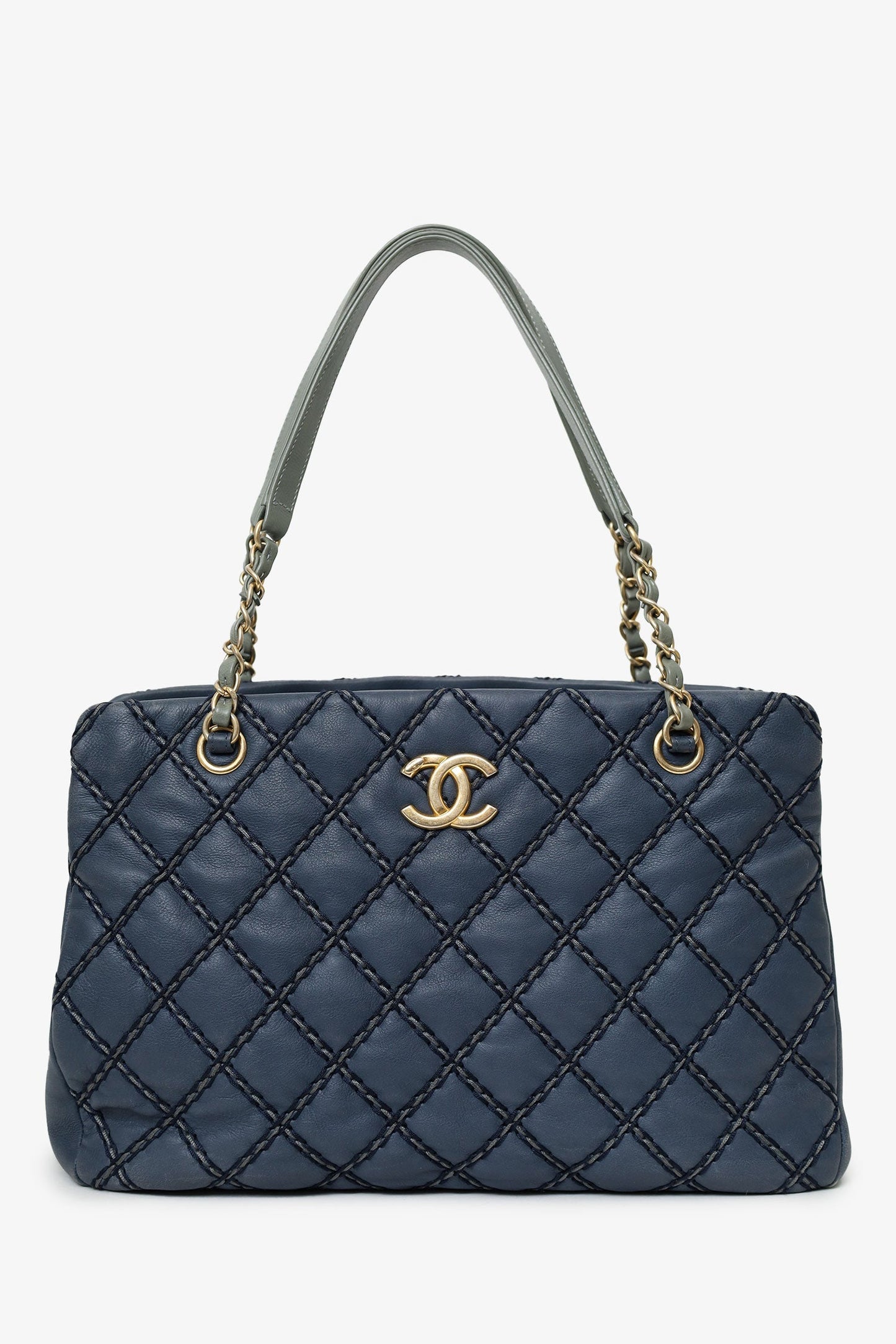 Chanel™ 2014 Blue Leather Paris-Dallas Chic Stitch Bag