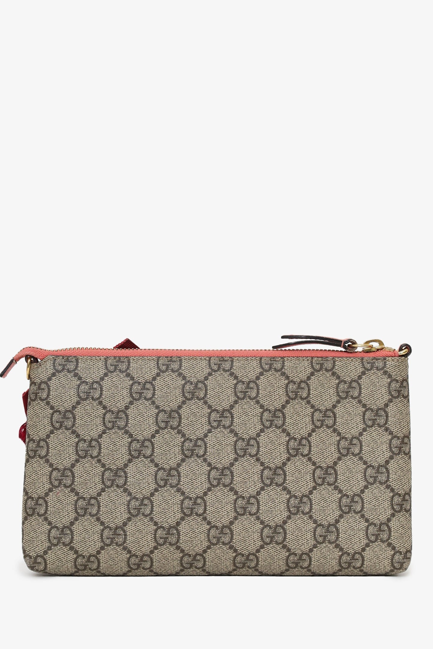 Gucci GG Supreme Monogram Face Embroidered Wrist Wallet