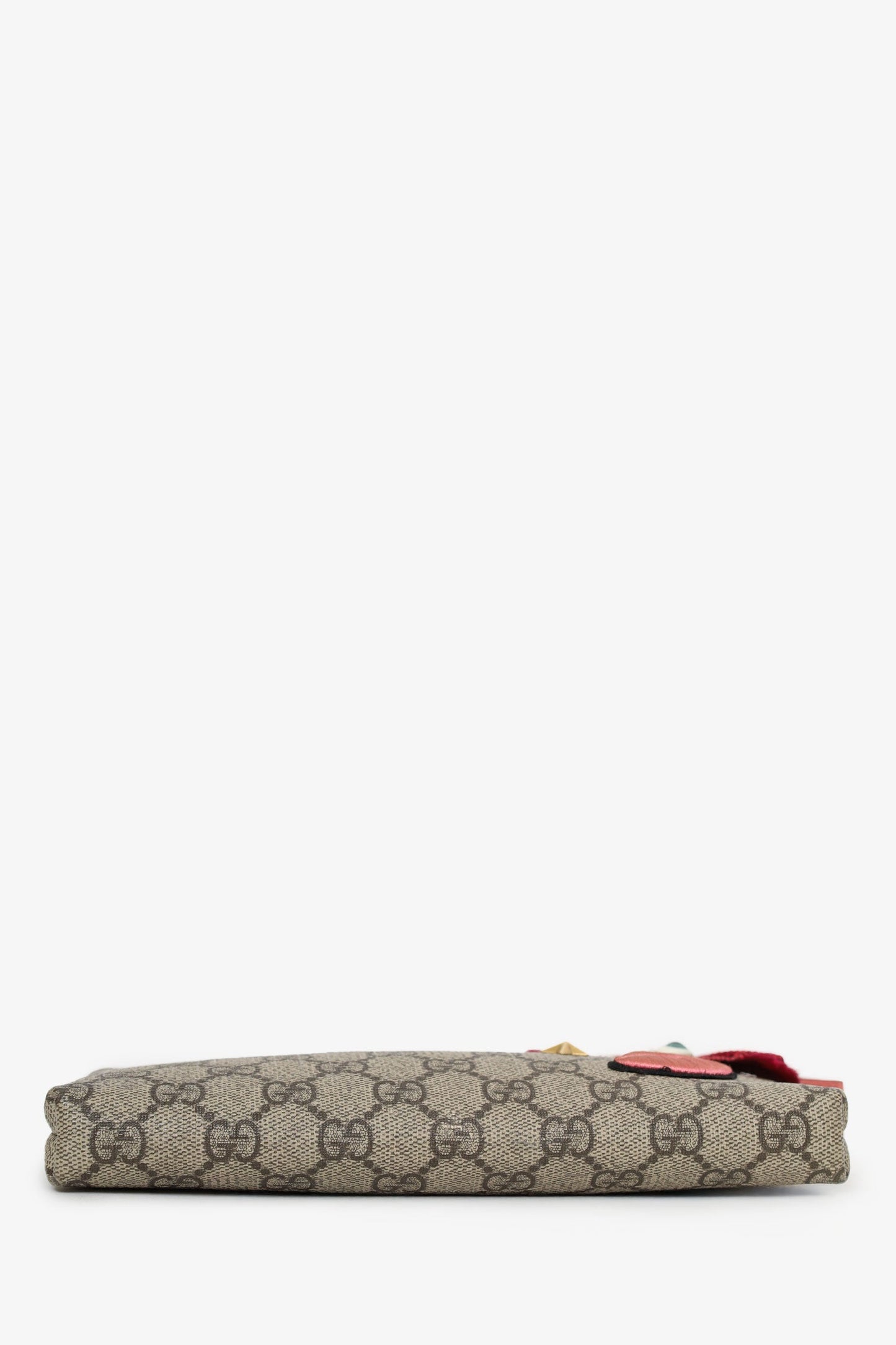 Gucci GG Supreme Monogram Face Embroidered Wrist Wallet