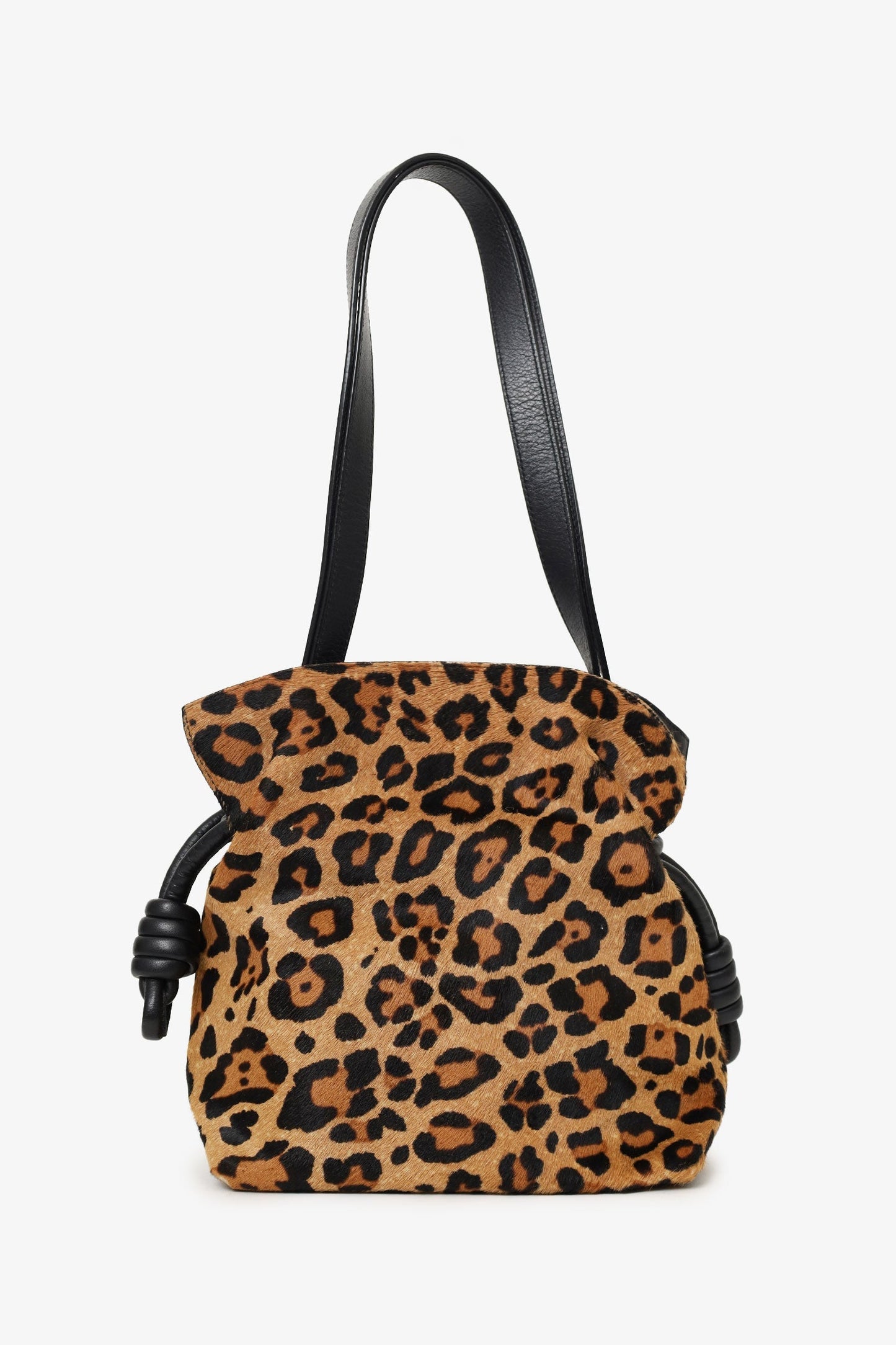 Loewe Leopard Pony Hair Flamenco Knot Bag