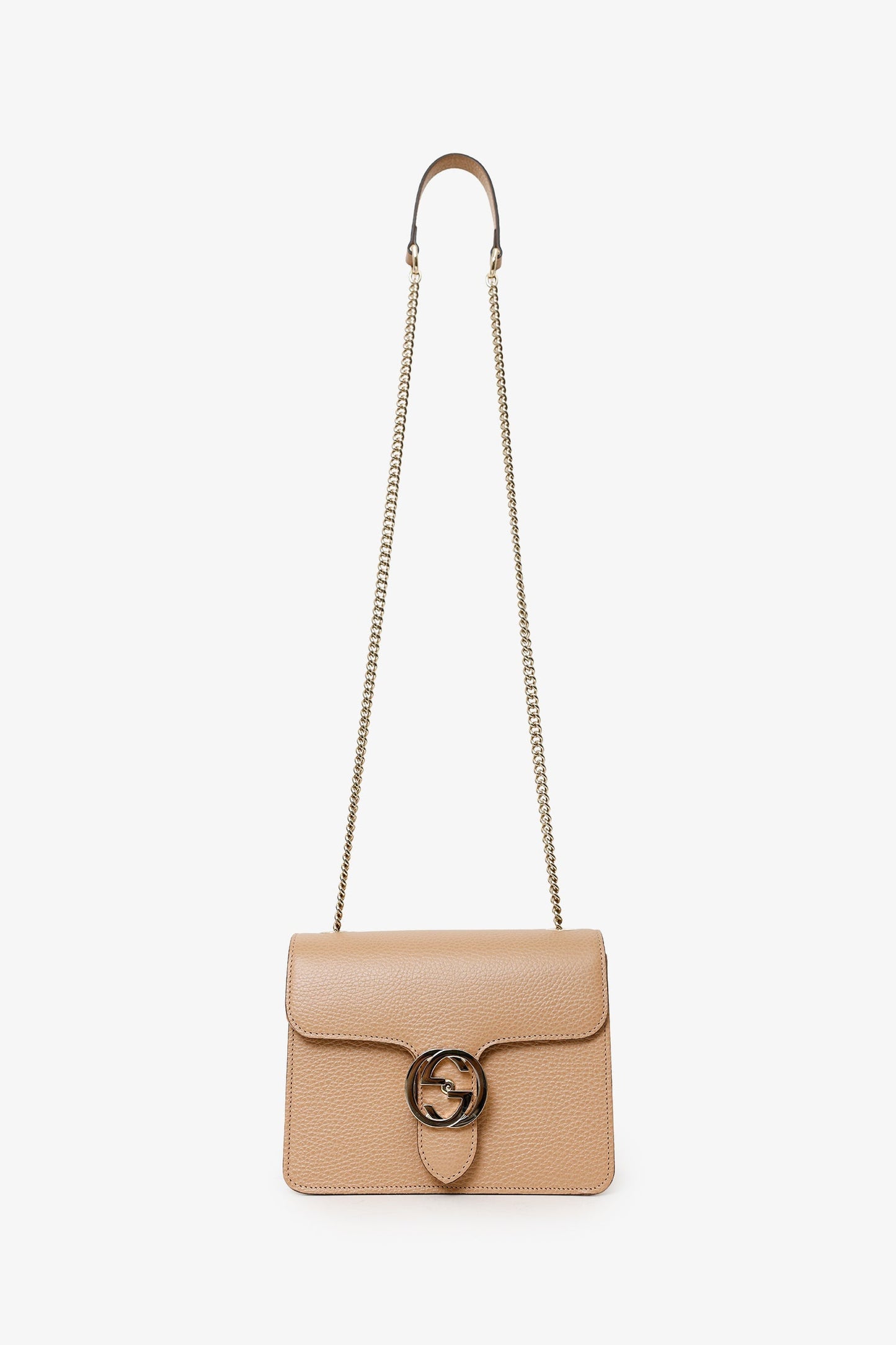Gucci Beige Leather Interlocking G Small Dollar Crossbody Bag