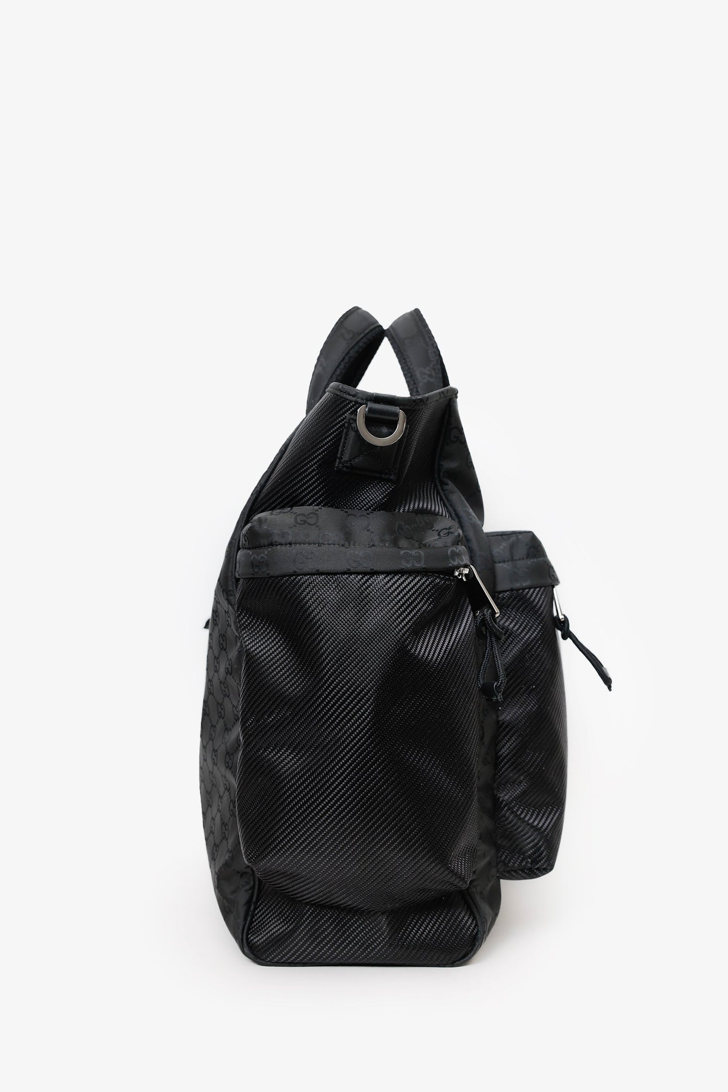 Gucci Black GG Nylon Nexus Large Tote Bag With Strap