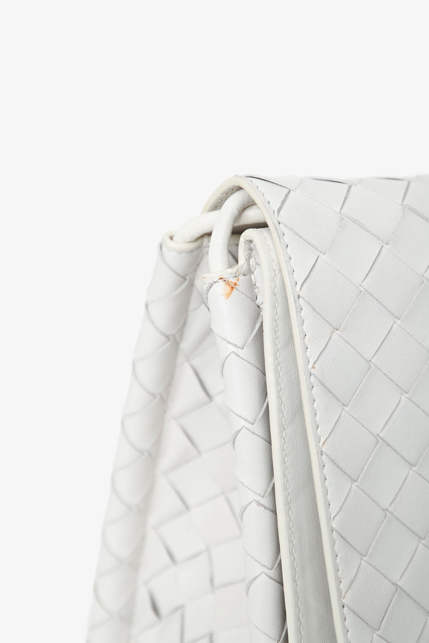 Bottega Veneta White Leather Intrecciato Crossbody