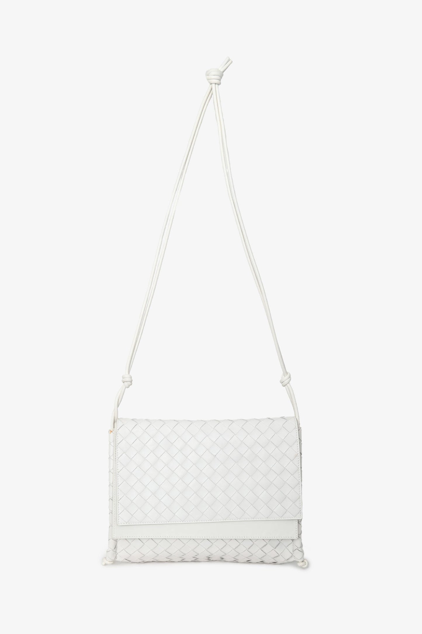 Bottega Veneta White Leather Intrecciato Crossbody