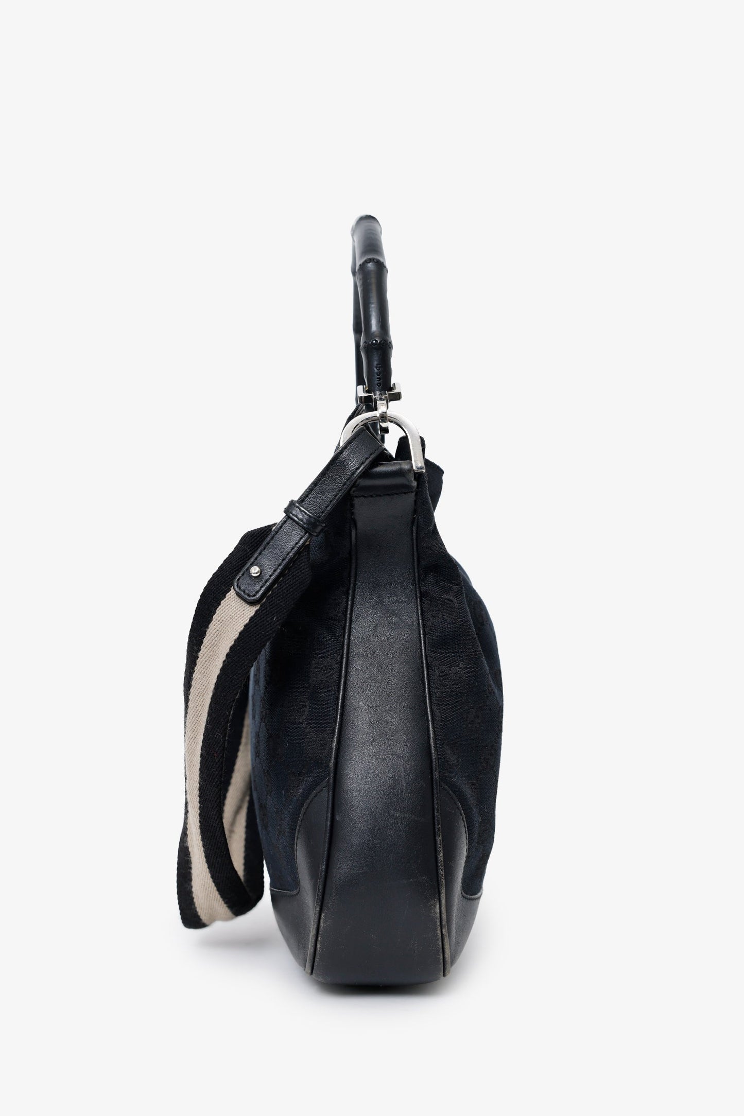 Gucci Vintage Black 'Jacquard' Monogram Bag with Shoulder Strap