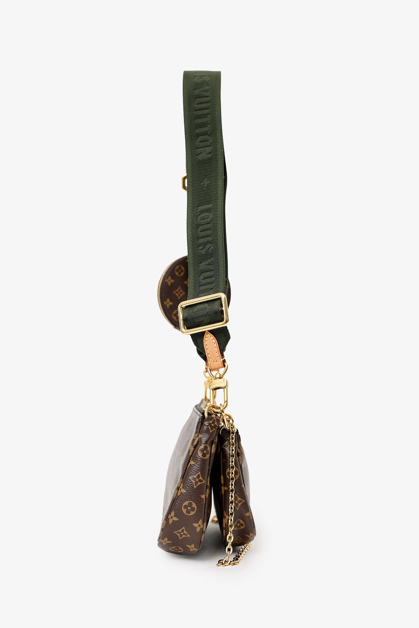 Louis Vuitton 2019 Monogram Multi Pochette Accessoires With Green Canvas Strap