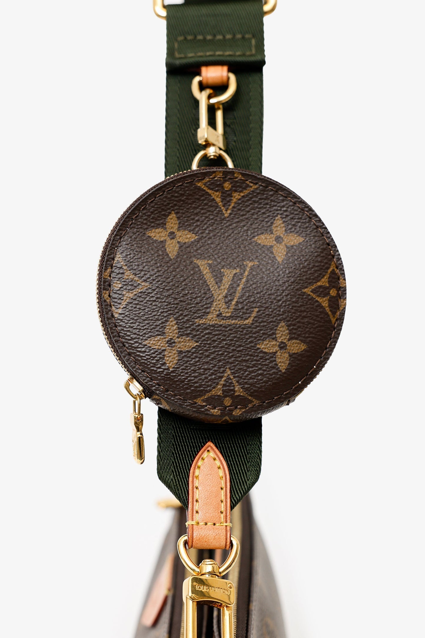 Louis Vuitton 2019 Monogram Multi Pochette Accessoires With Green Canvas Strap